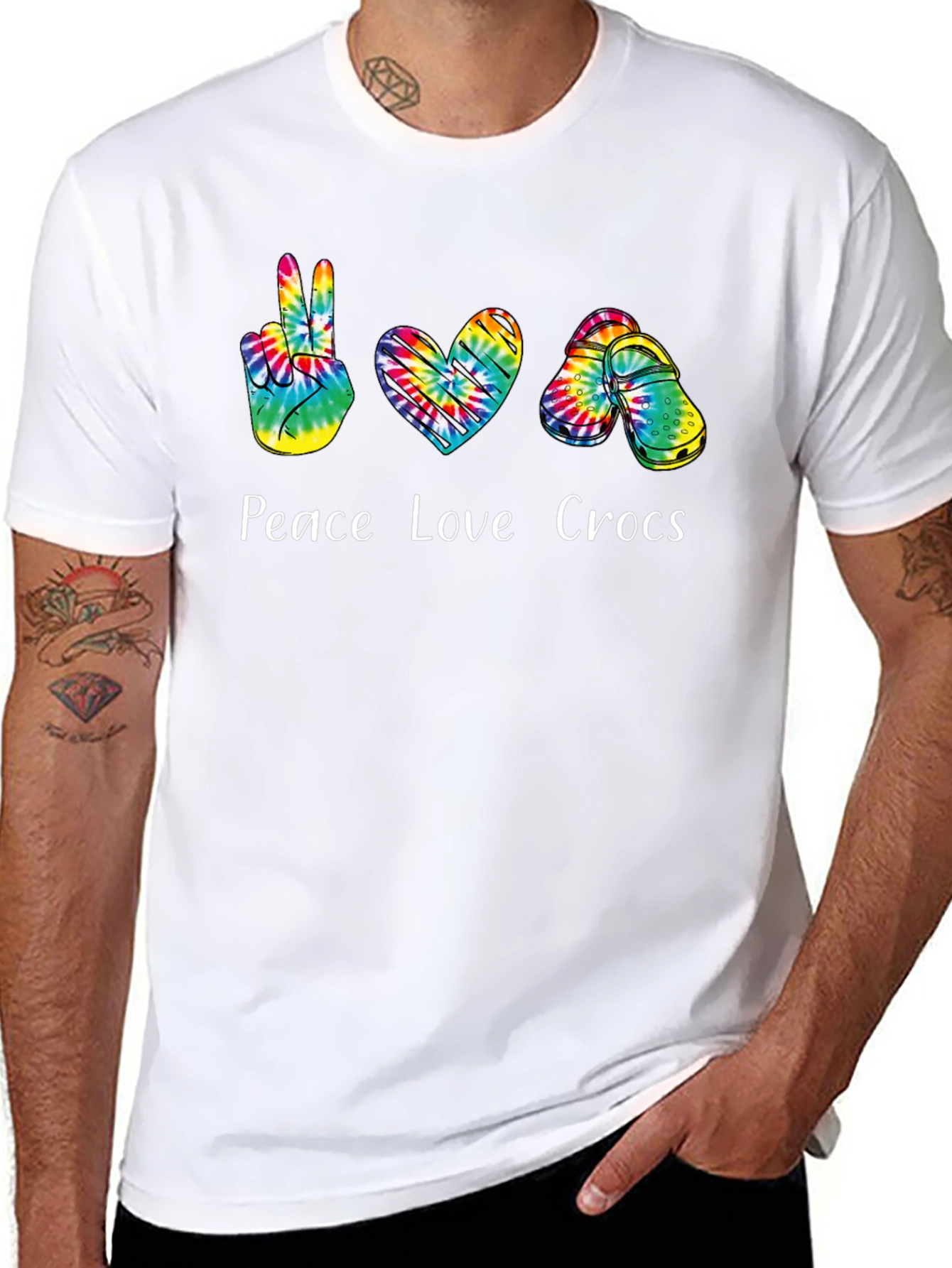 Peace Love Crocs Tie-Dye T-Shirt