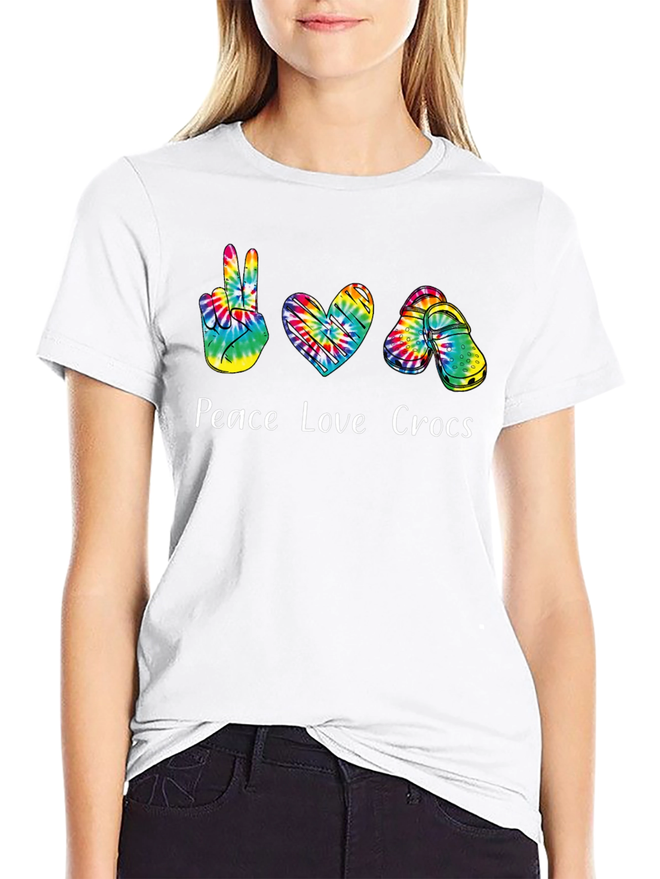 Peace Love Crocs Tie-Dye T-Shirt