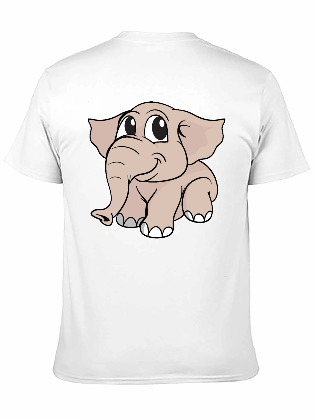 Cute Elephant Cartoon Black T-Shirt