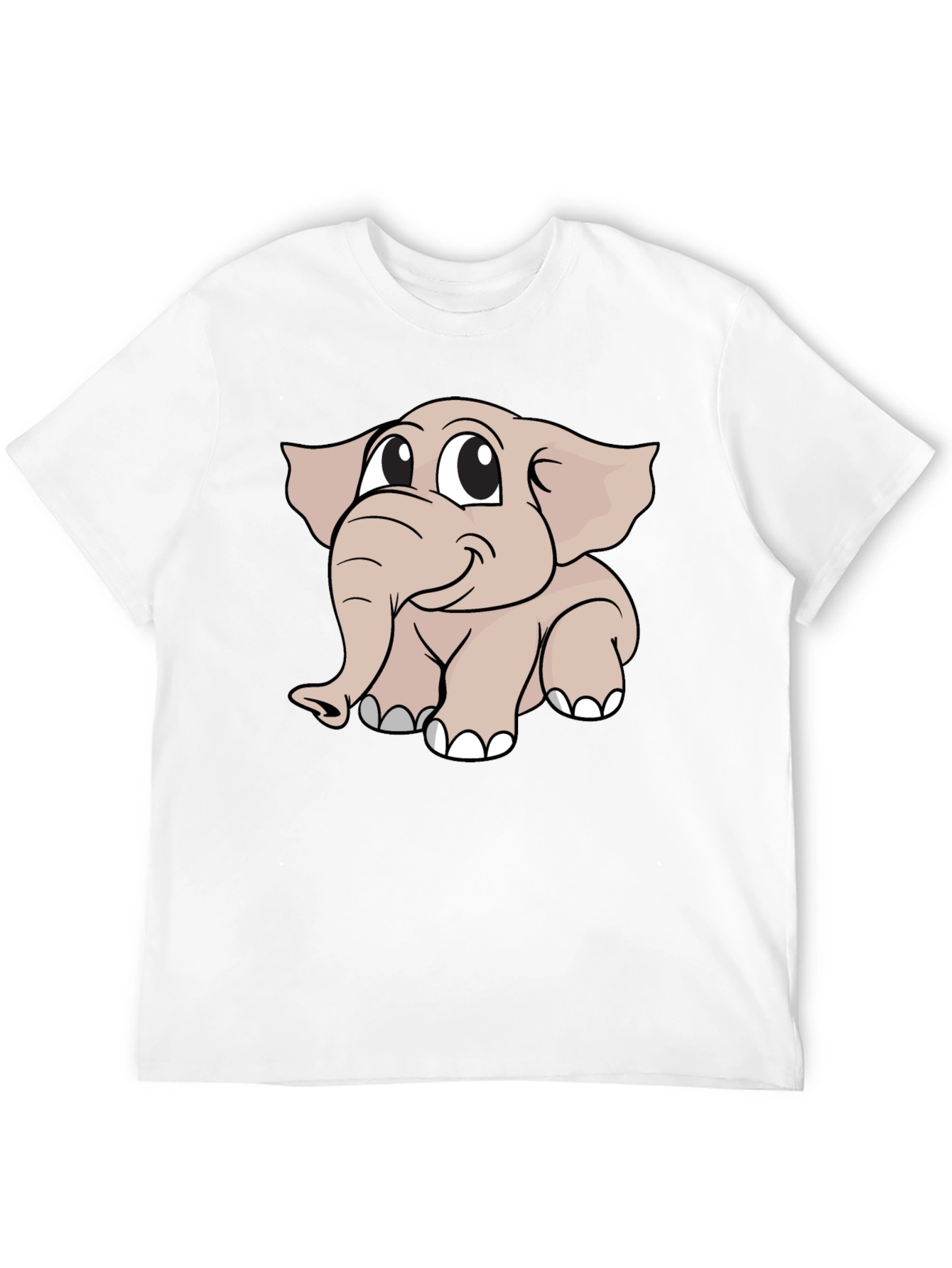 Cute Elephant Cartoon Black T-Shirt