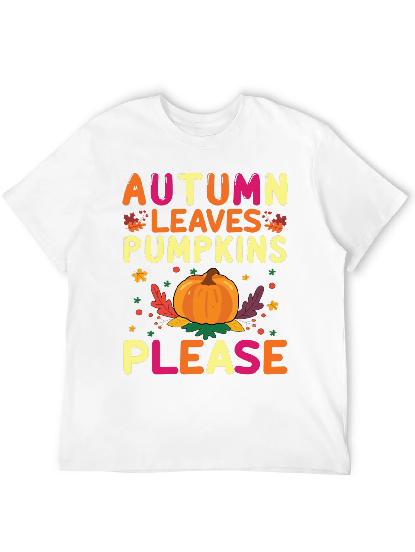 Autumn Leaves Pumpkins Please Graphic Tee