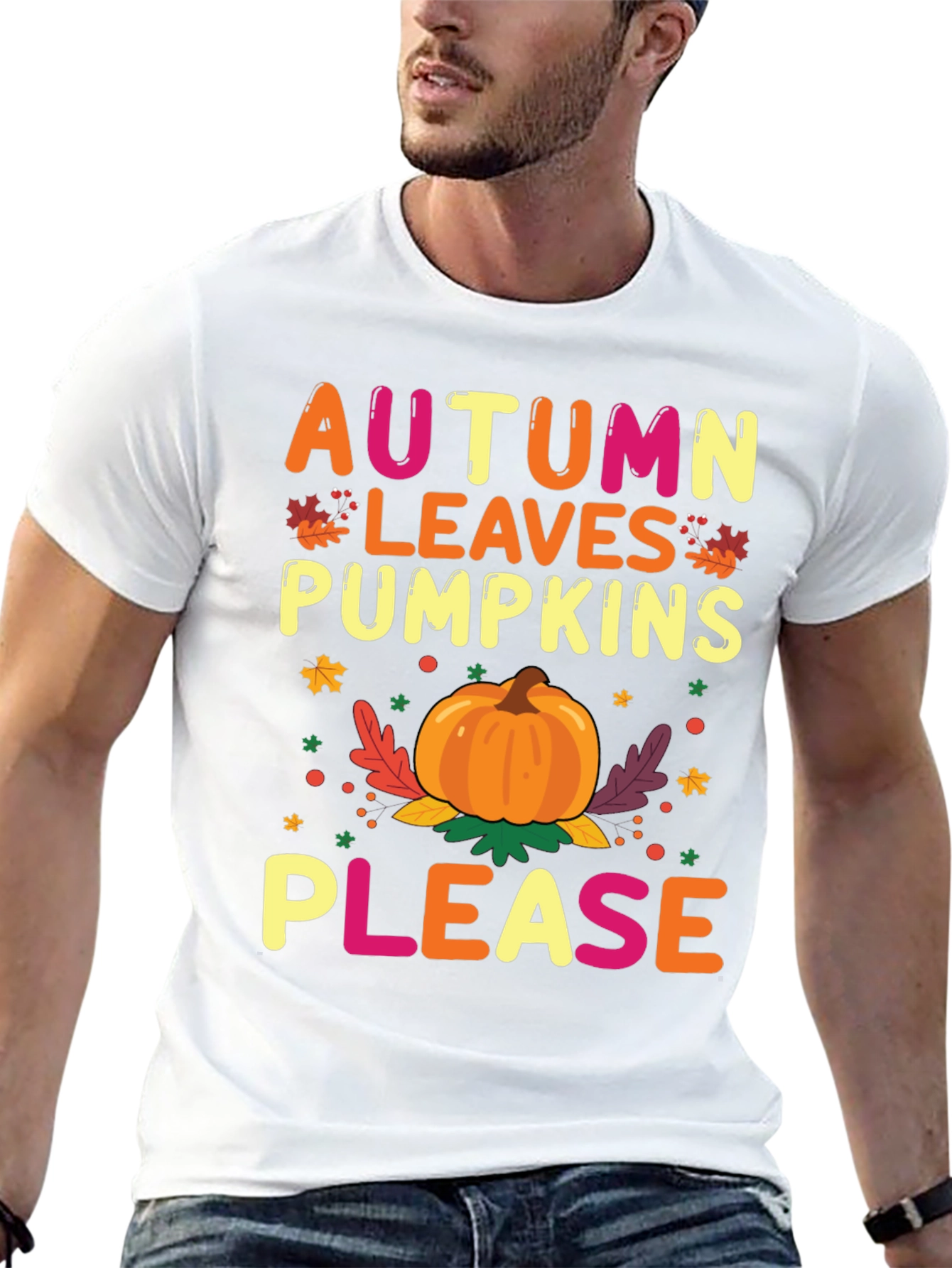Autumn Leaves Pumpkins Please Graphic Tee