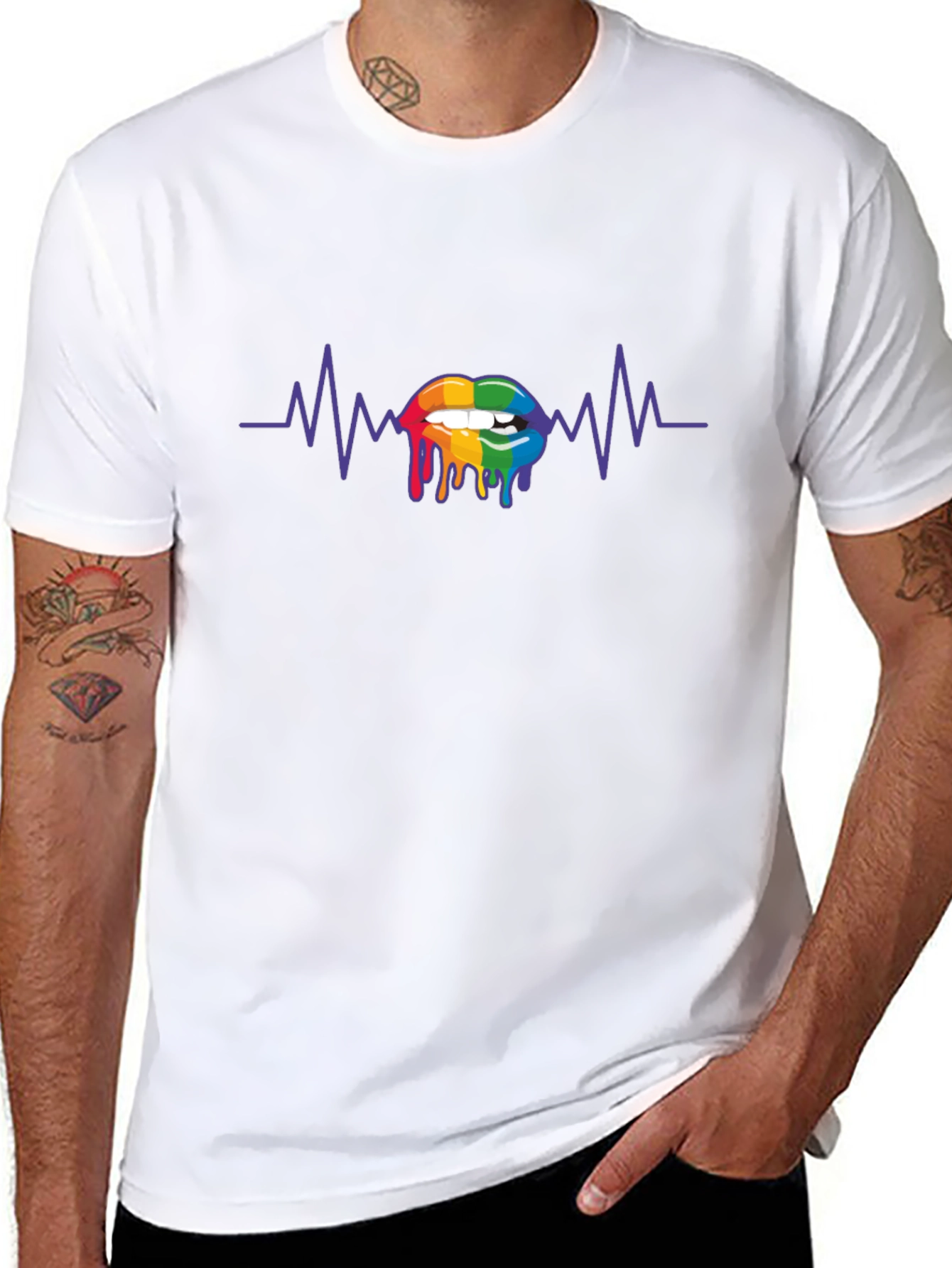 Rainbow Lips Heartbeat Graphic Tee
