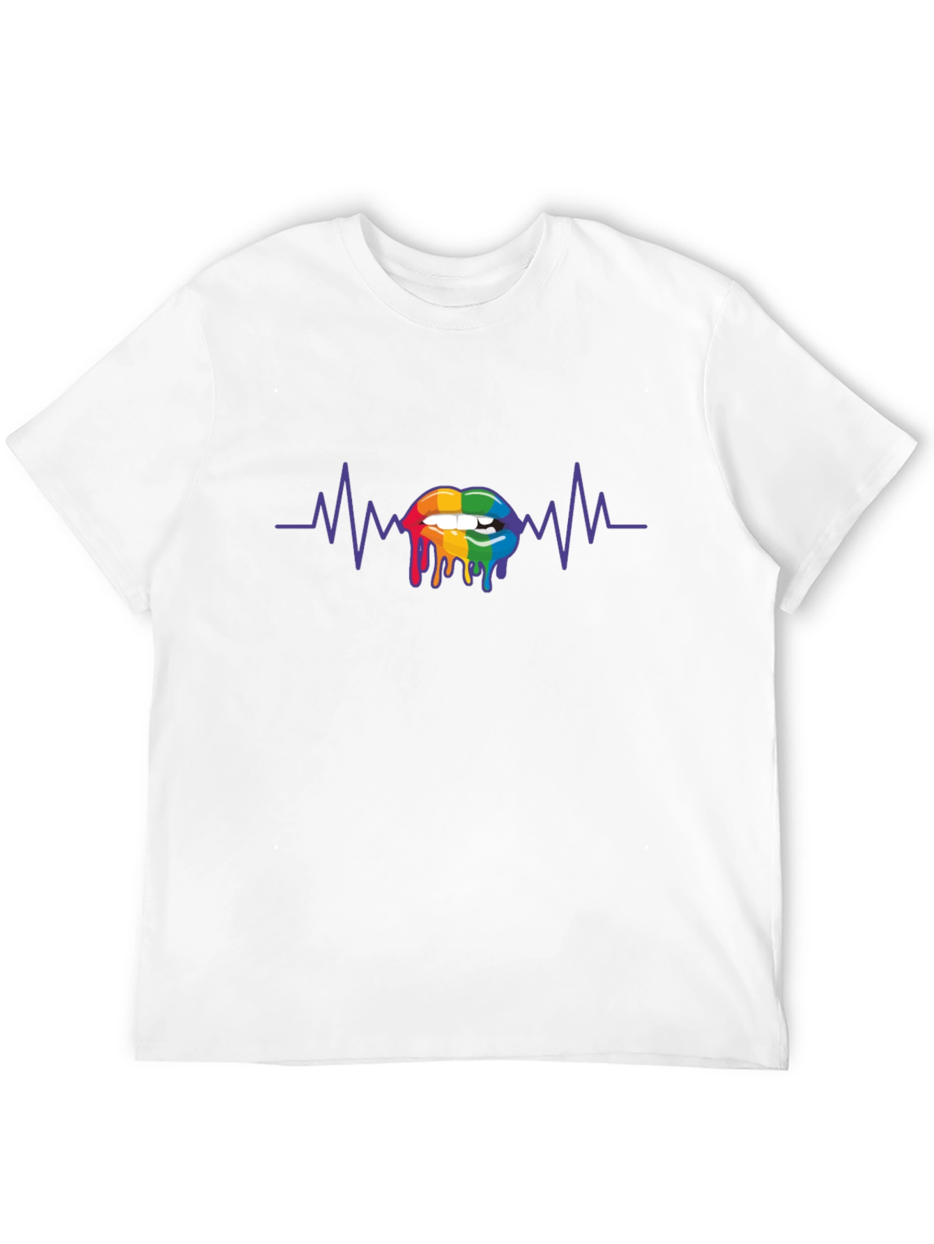 Rainbow Lips Heartbeat Graphic Tee