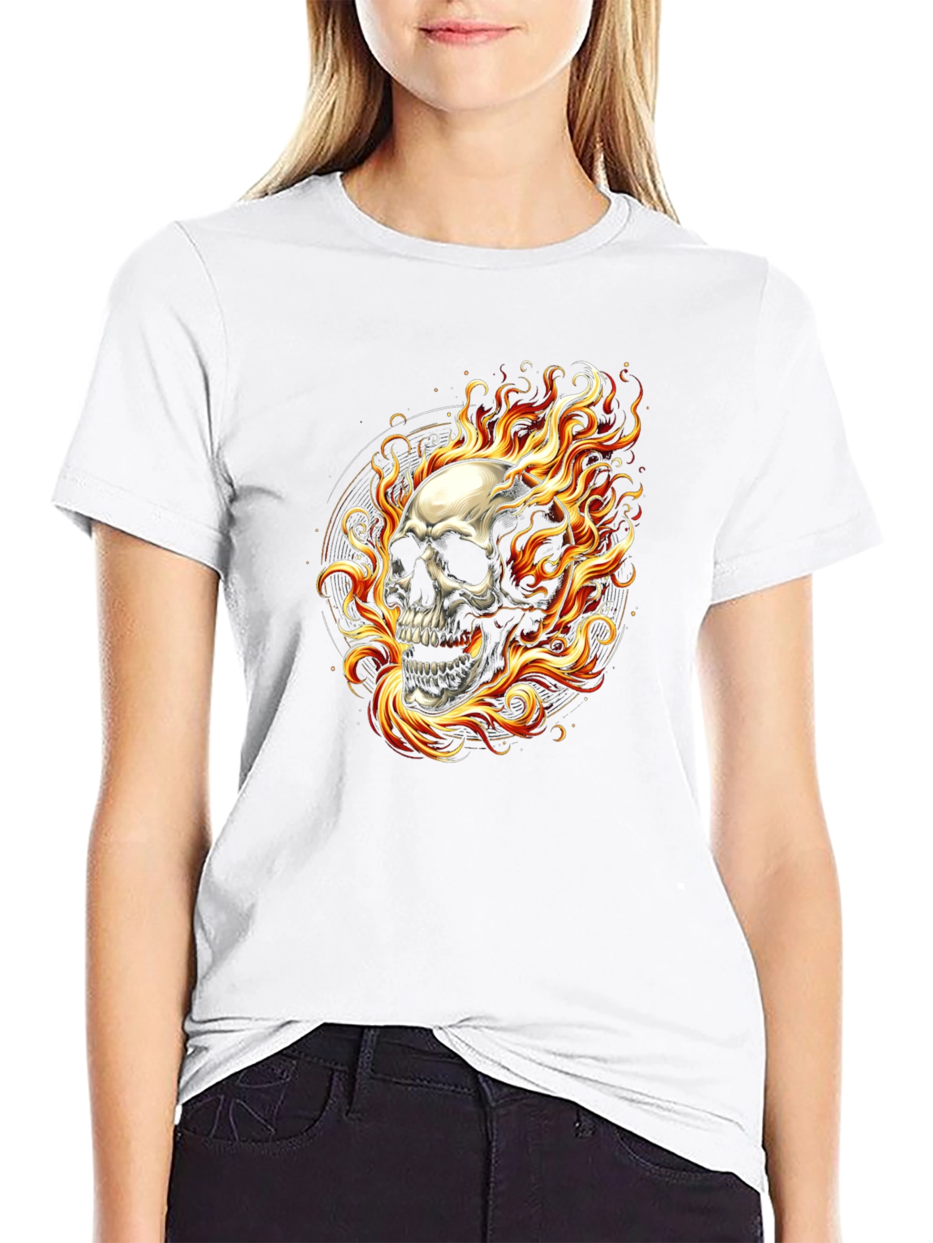 Flaming Skull Black T-Shirt - Edgy Graphic Tee