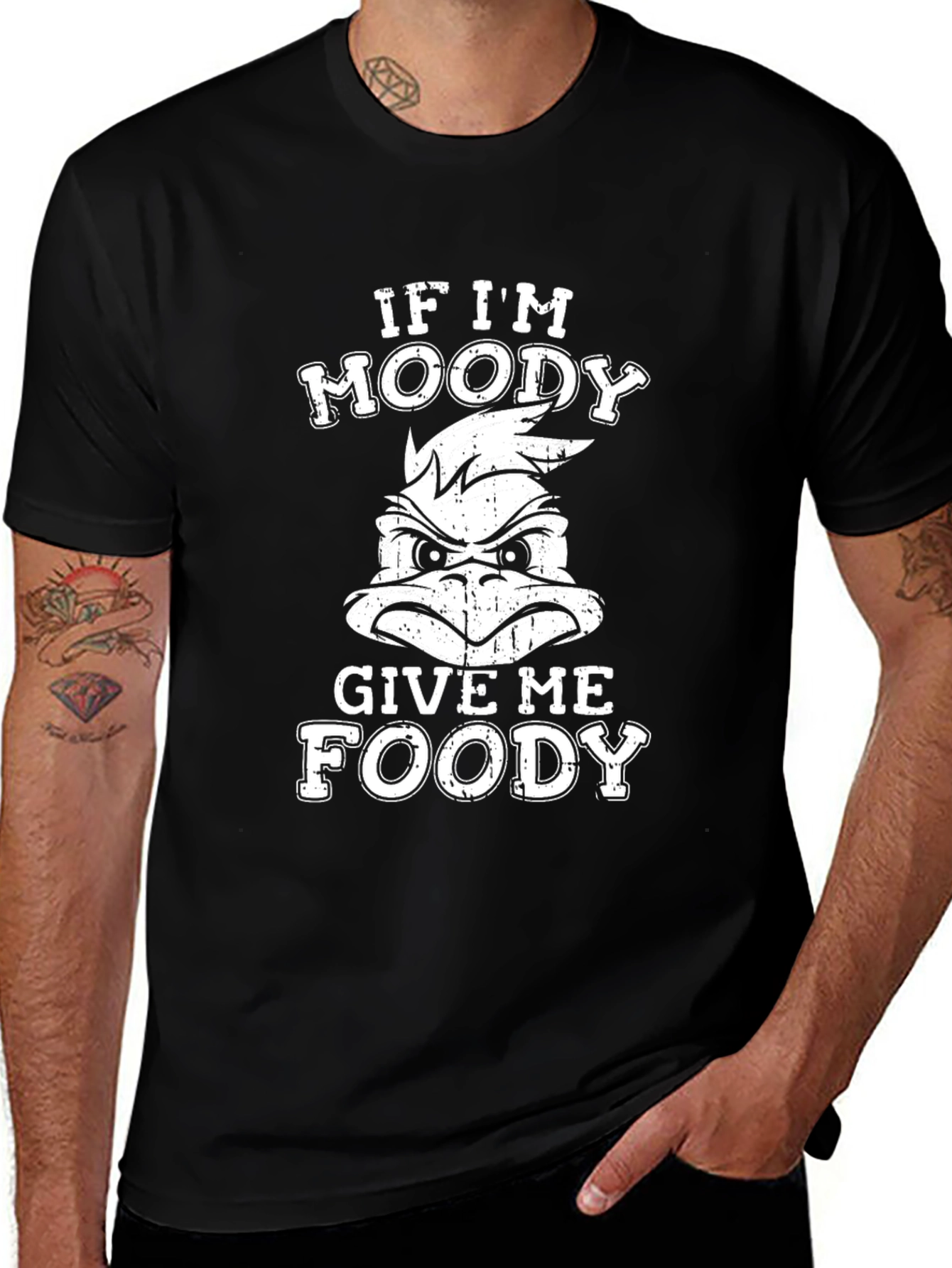 Moody Foody Black T-Shirt - Funny Graphic Tee