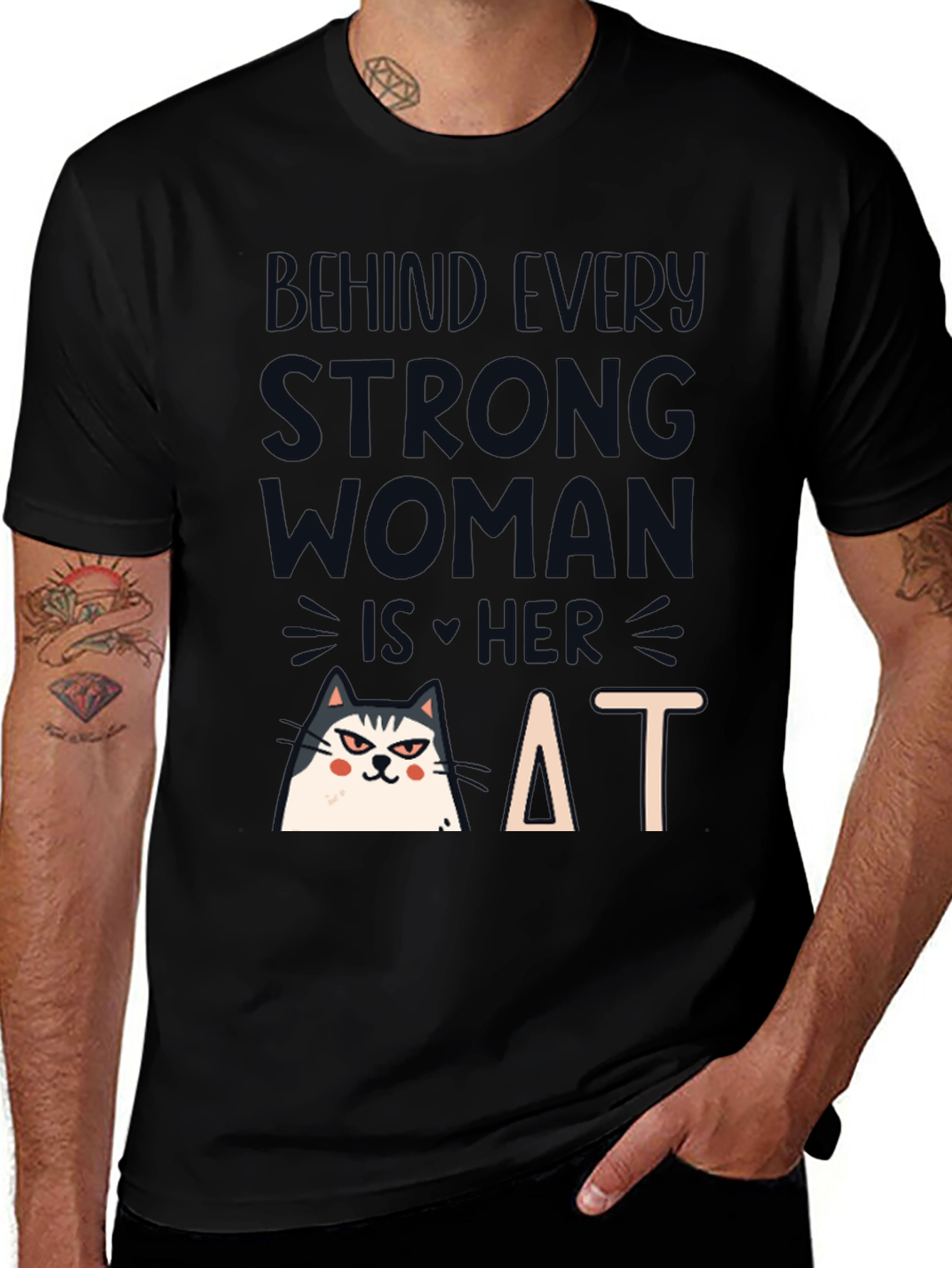 Strong Woman Cat T-Shirt
