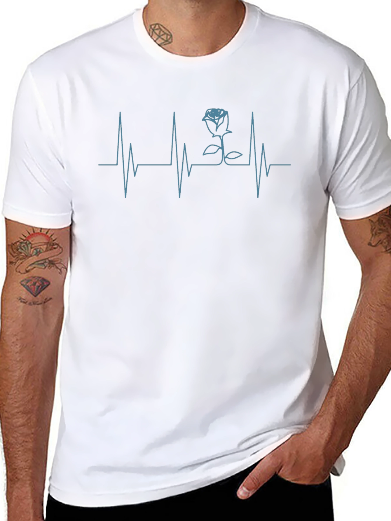 Rose Heartbeat Graphic Tee - Stylish Casual Wear