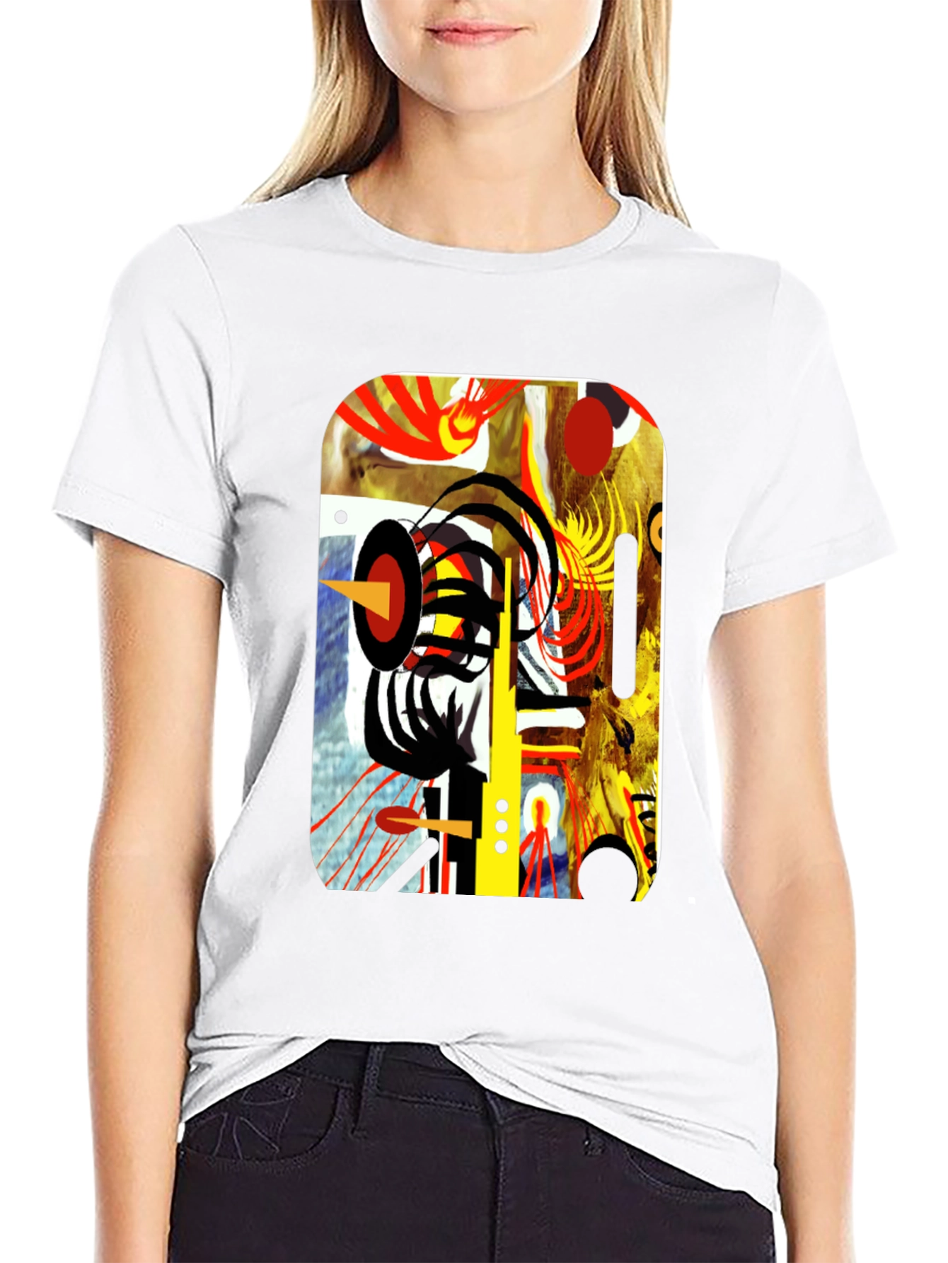 Abstract Art Graphic Black Tee - Modern Style