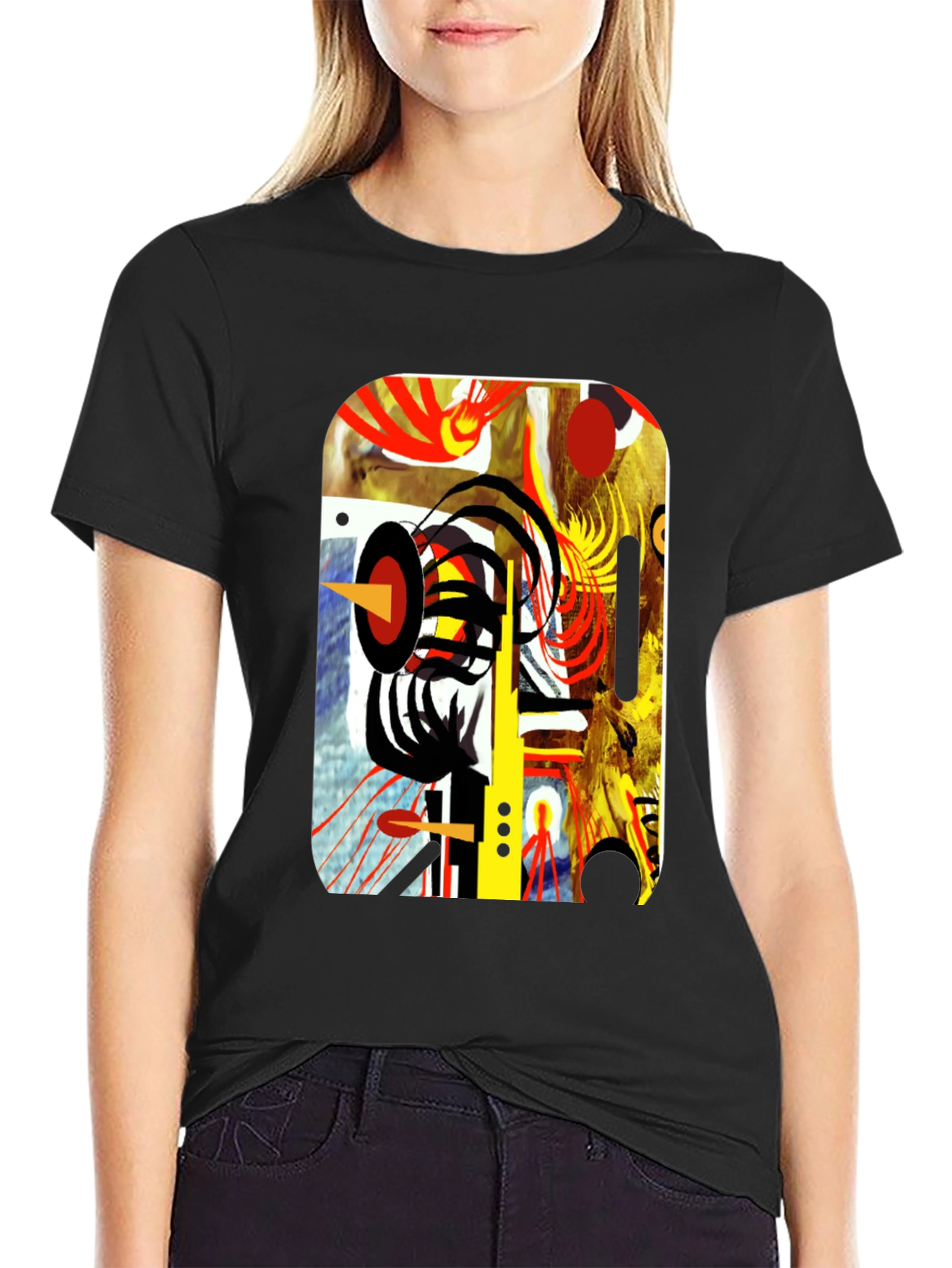 Abstract Art Graphic Black Tee - Modern Style