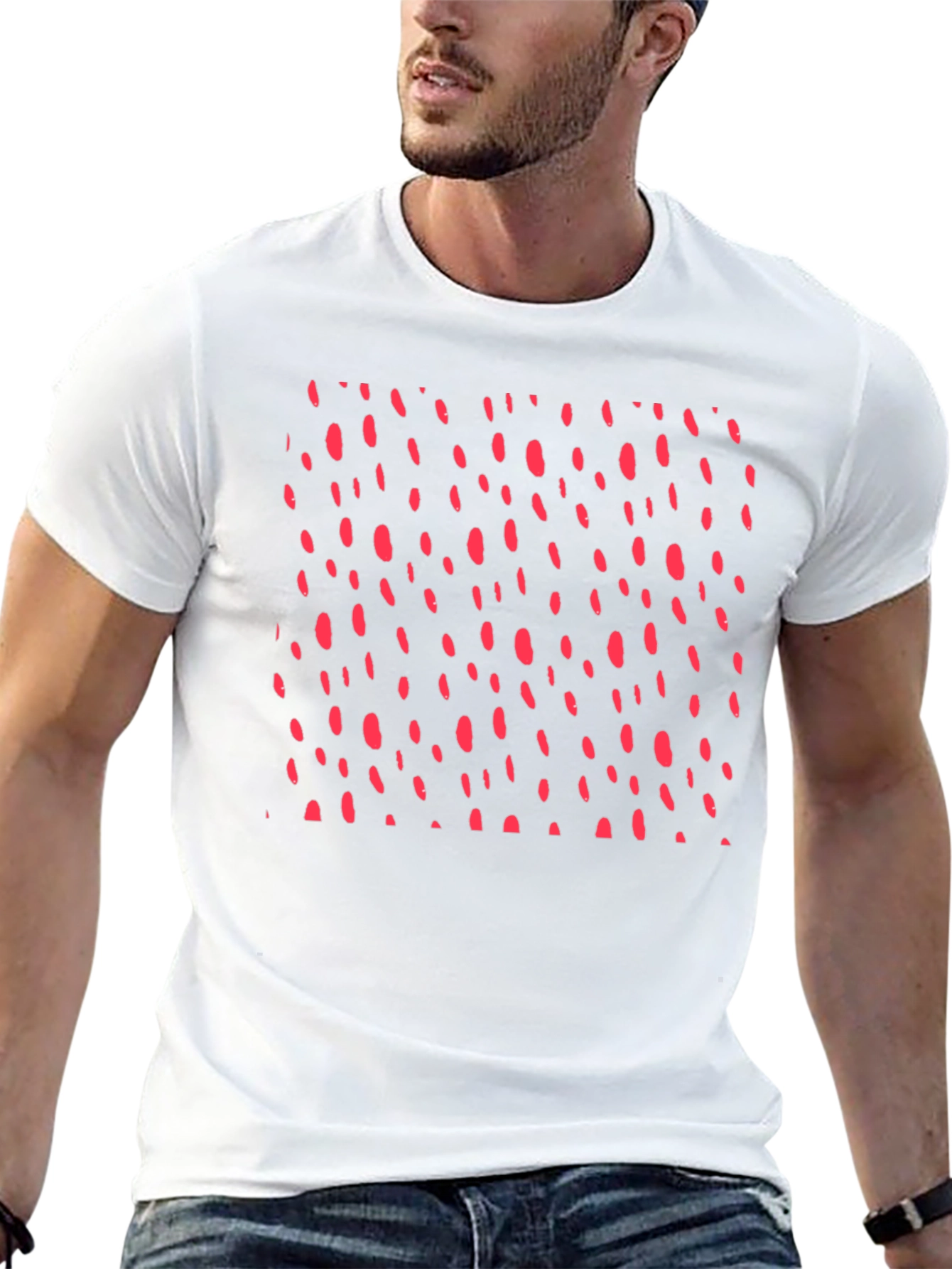 Modern Black T-Shirt with Red Dot Design