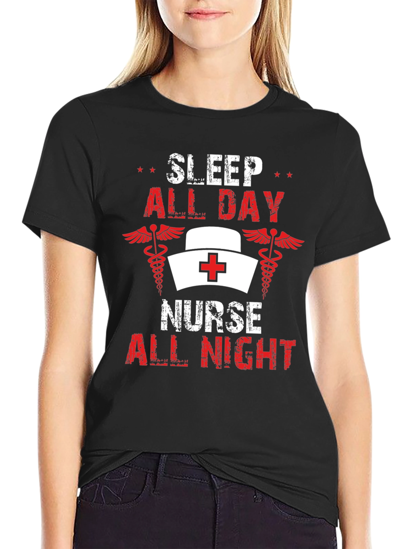 Sleep All Day Nurse All Night Graphic Tee