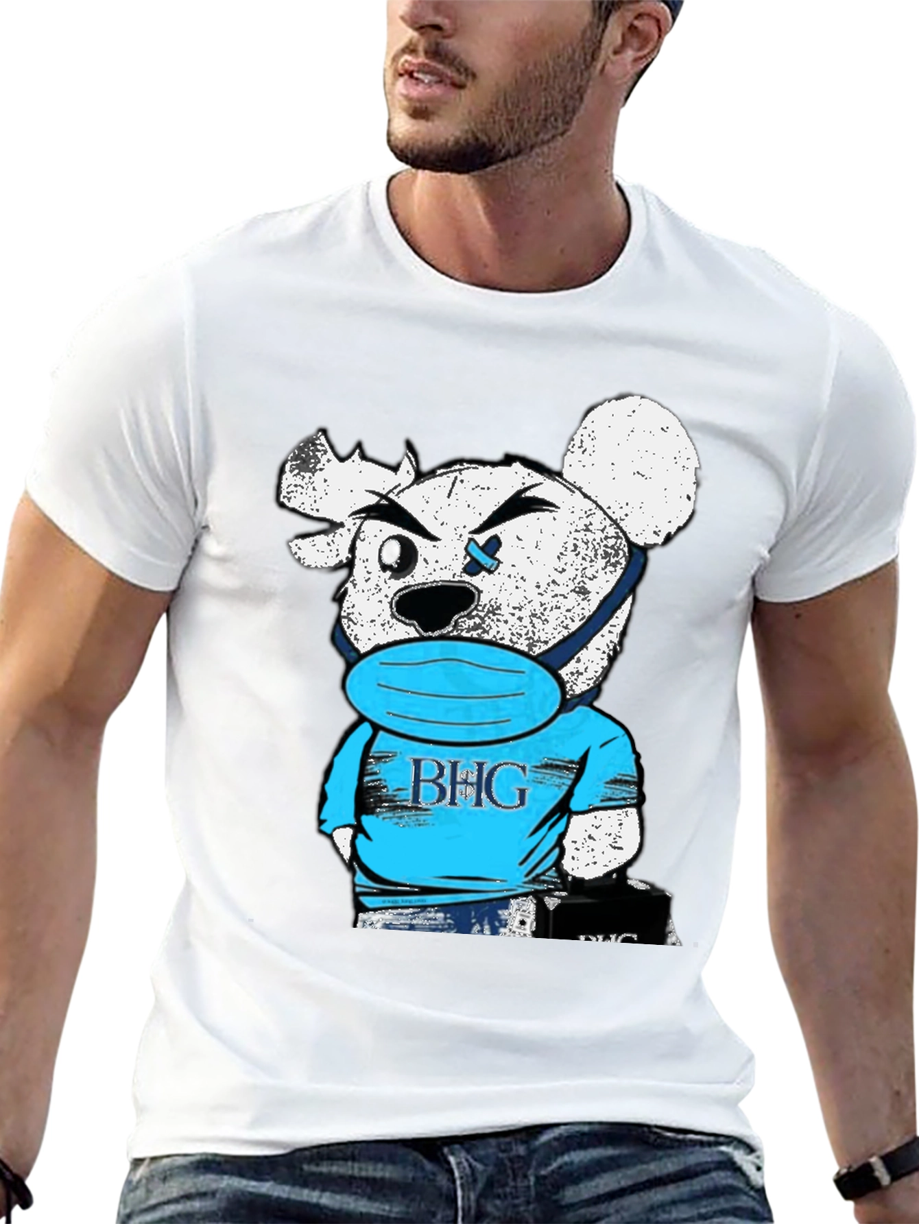 BHG Teddy Bear Face Mask Black T-Shirt