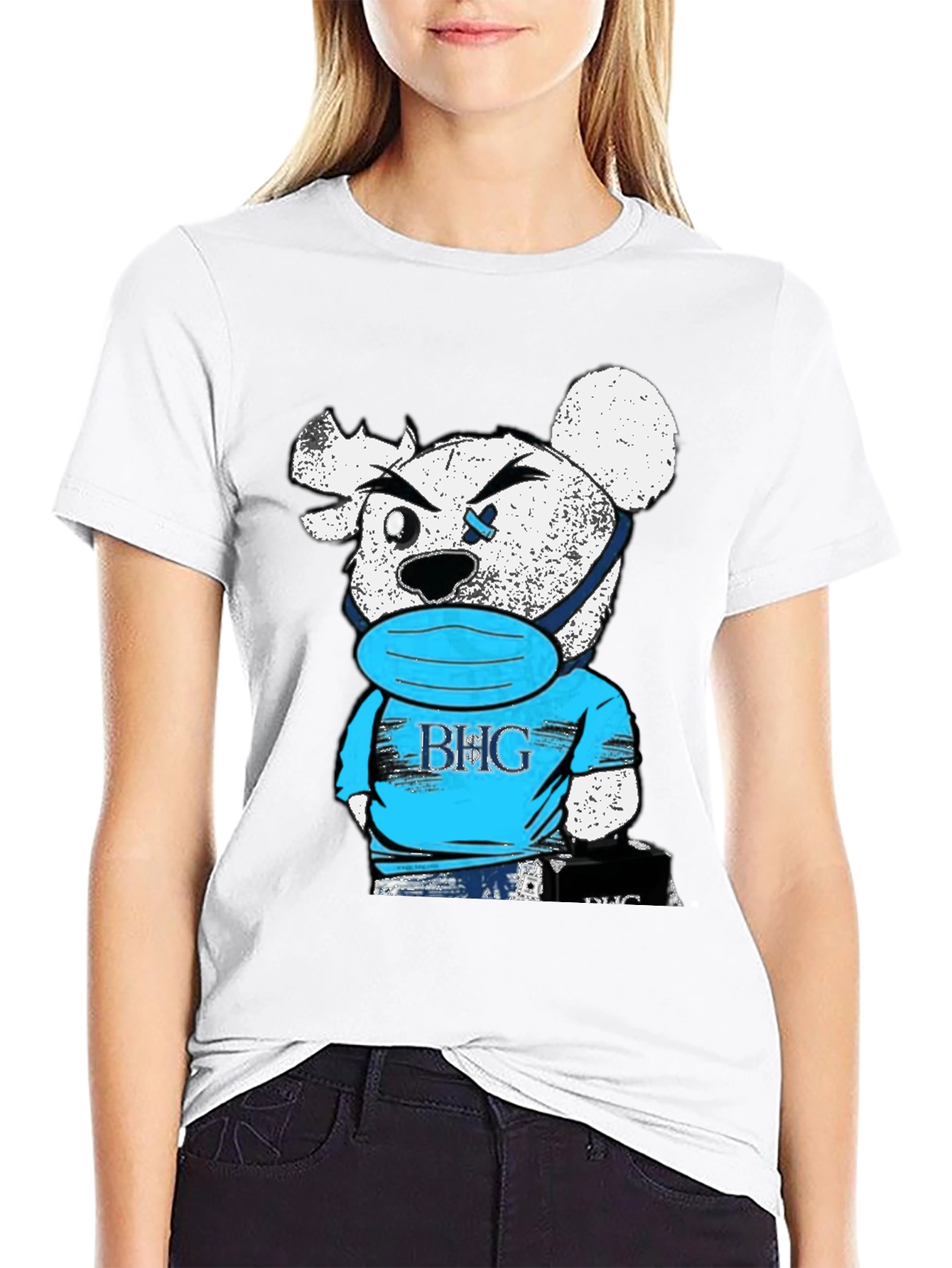 BHG Teddy Bear Face Mask Black T-Shirt