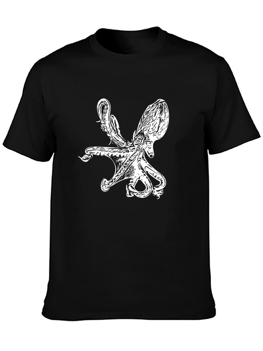 Octopus Graphic Black T-Shirt - Sea Creature Tee