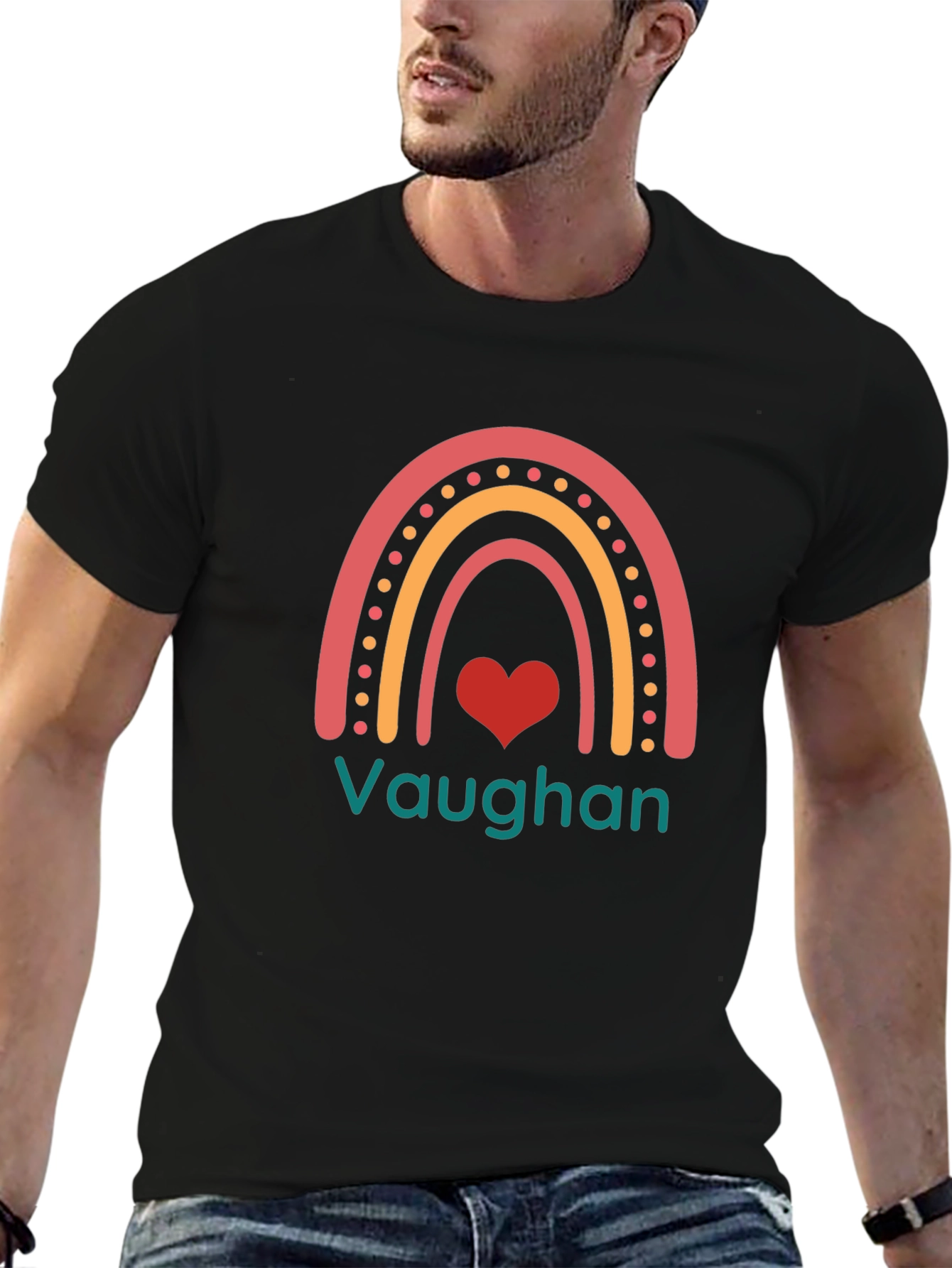Vaughan Rainbow Heart Graphic T-Shirt