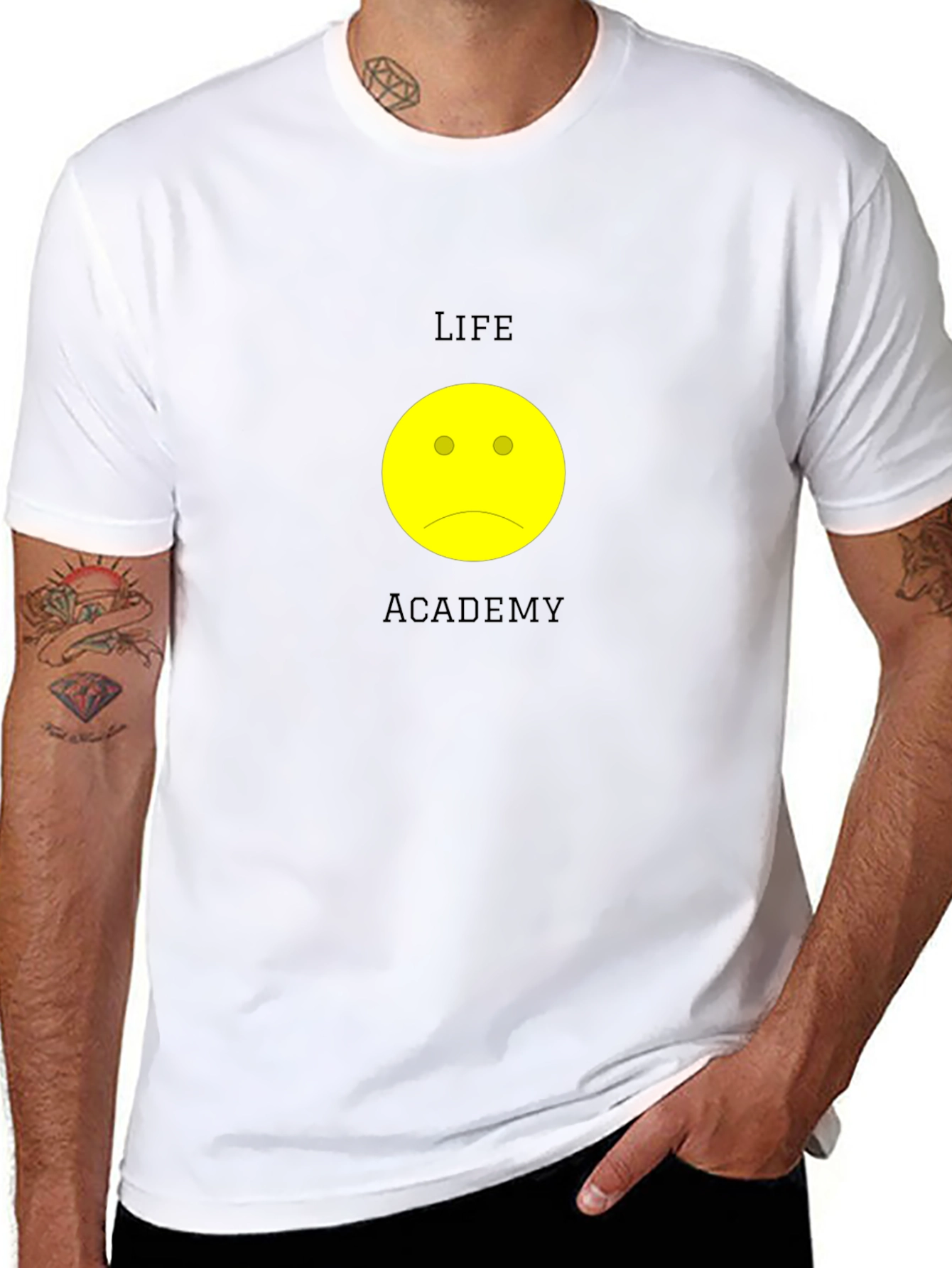 Life Academy Sad Face Black T-Shirt