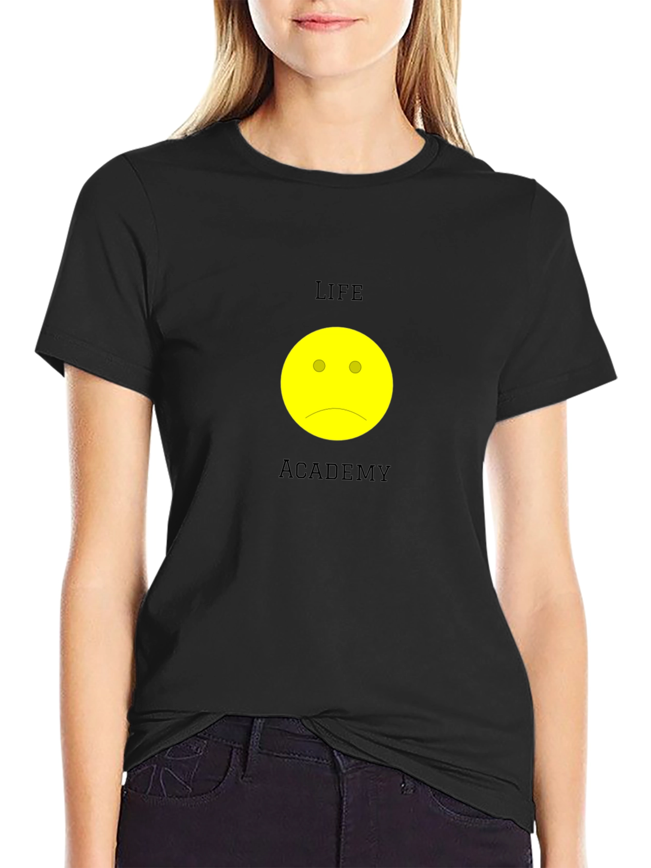 Life Academy Sad Face Black T-Shirt