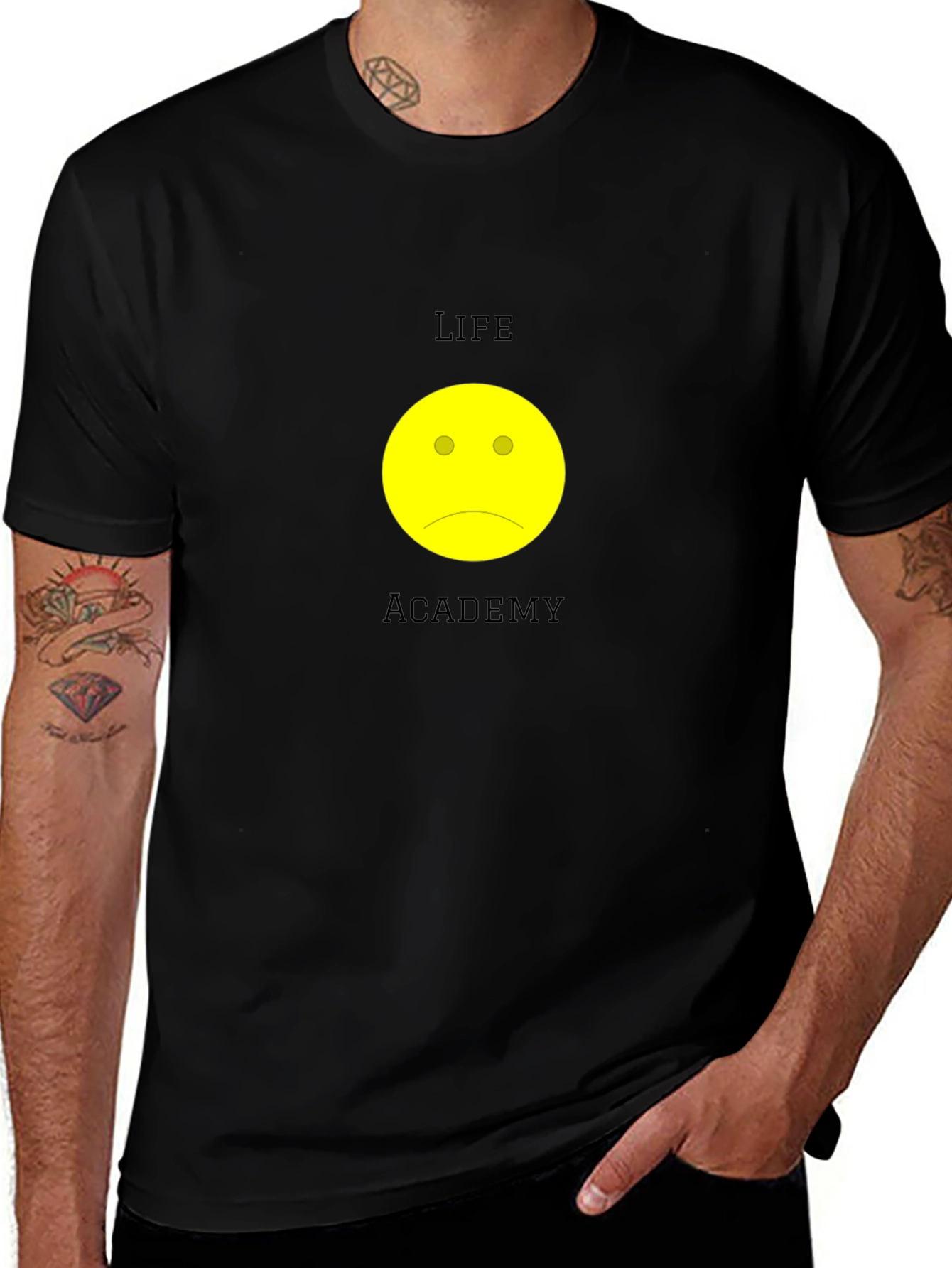 Life Academy Sad Face Black T-Shirt