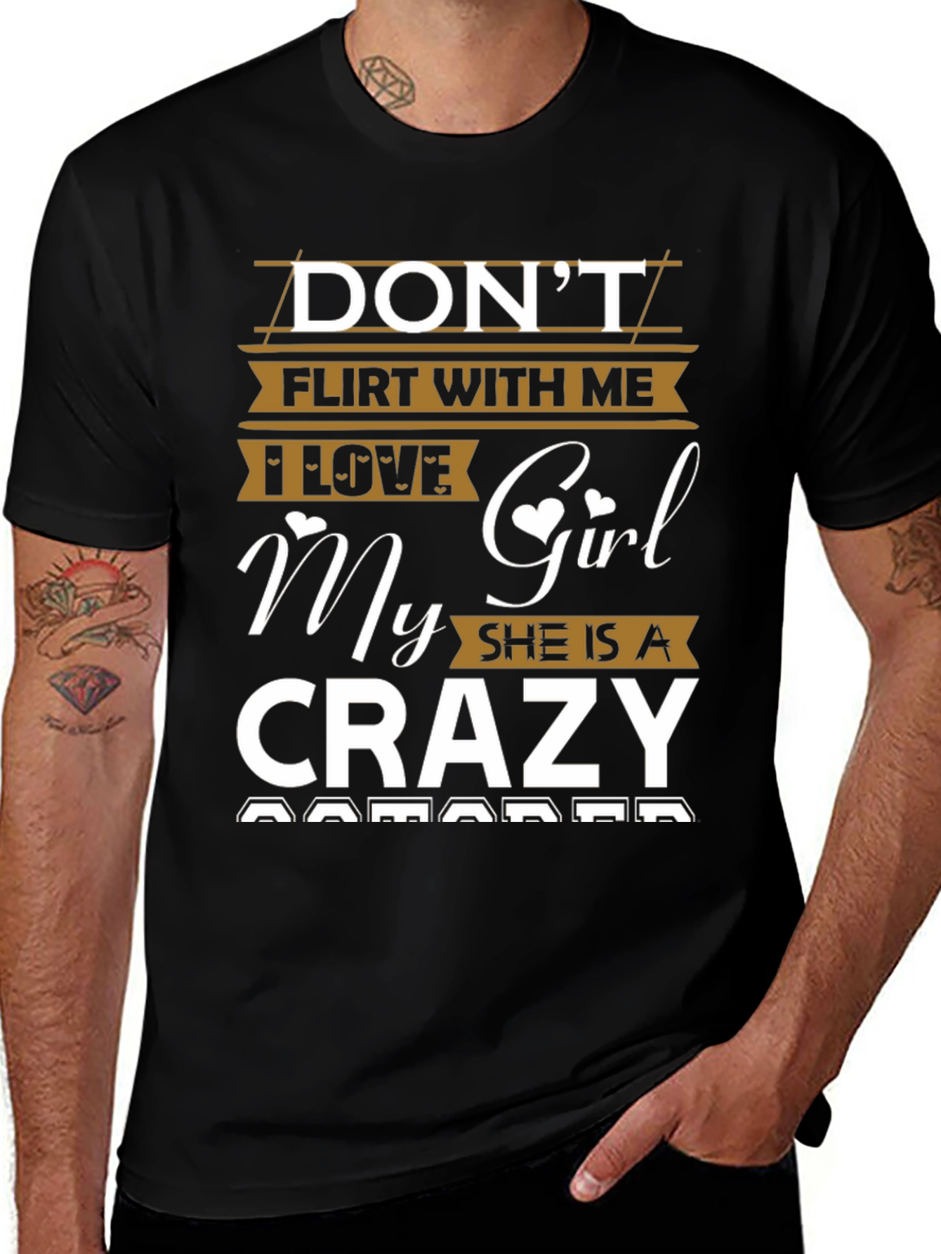 Dont Flirt With Me Crazy Girl Black Graphic Tee