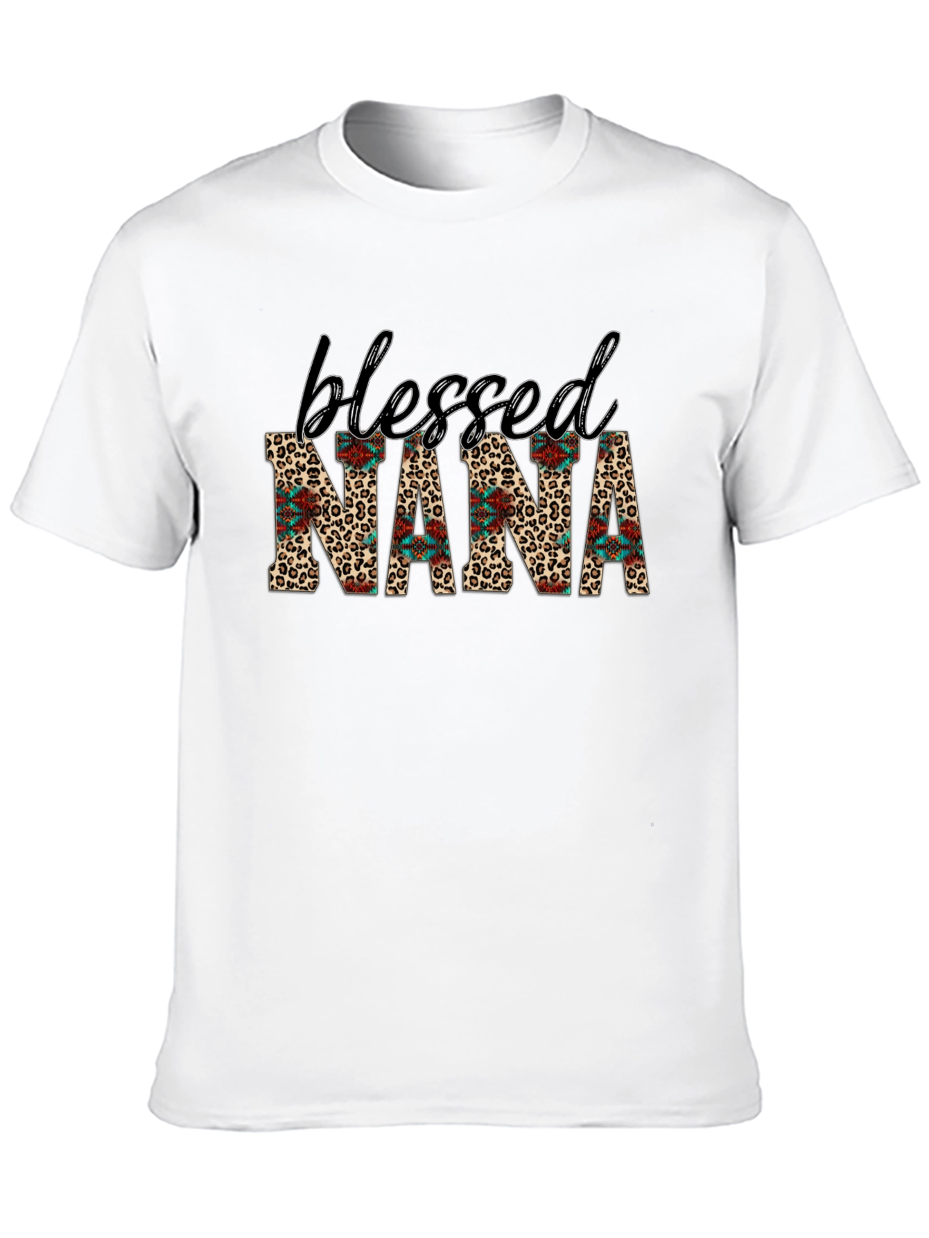 Blessed Nana Graphic Tee - Leopard Print