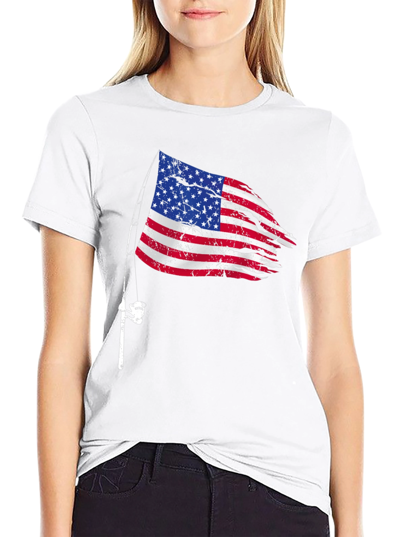 American Flag Fishing Rod T-Shirt