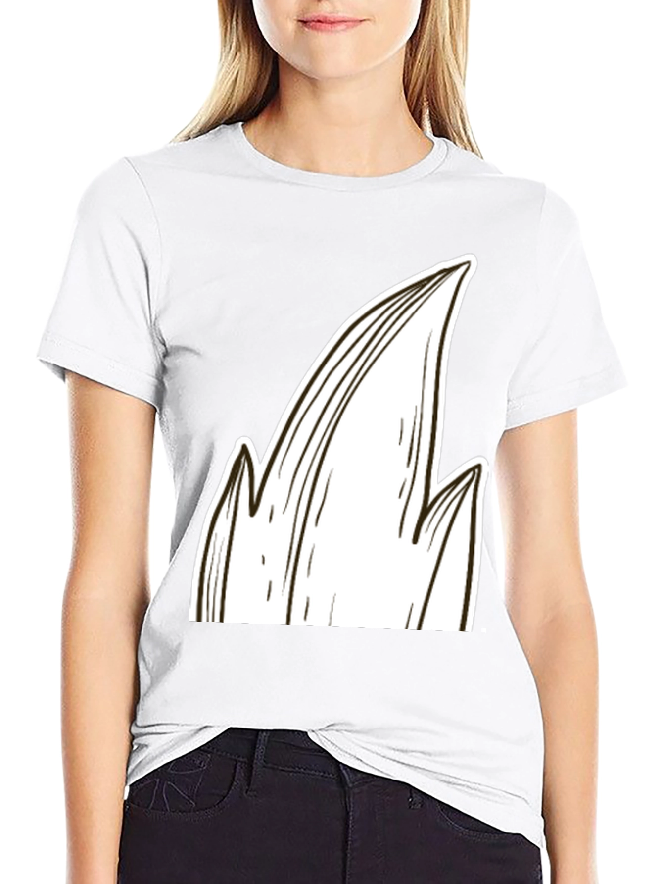 Stylized Black T-Shirt with White Abstract Design