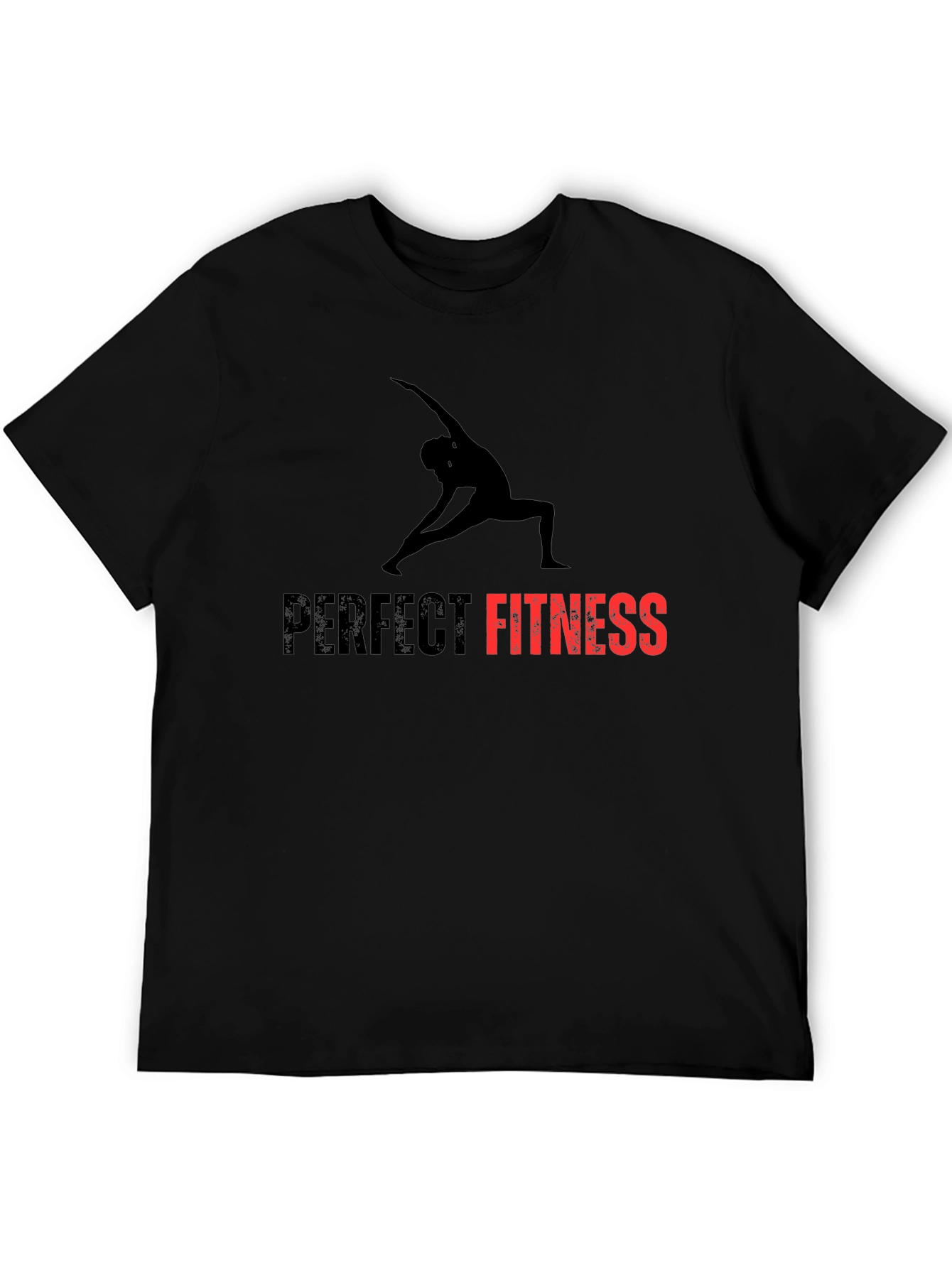 Perfect Fitness Black T-Shirt Yoga Design