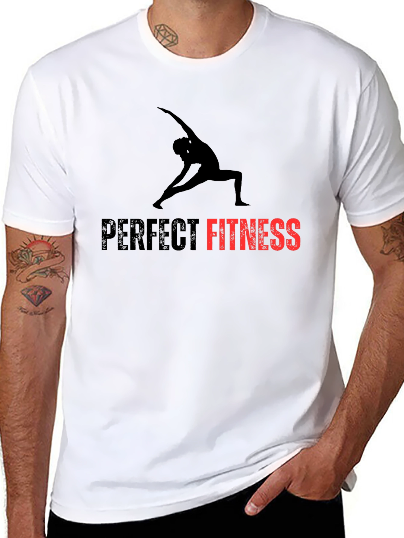 Perfect Fitness Black T-Shirt Yoga Design