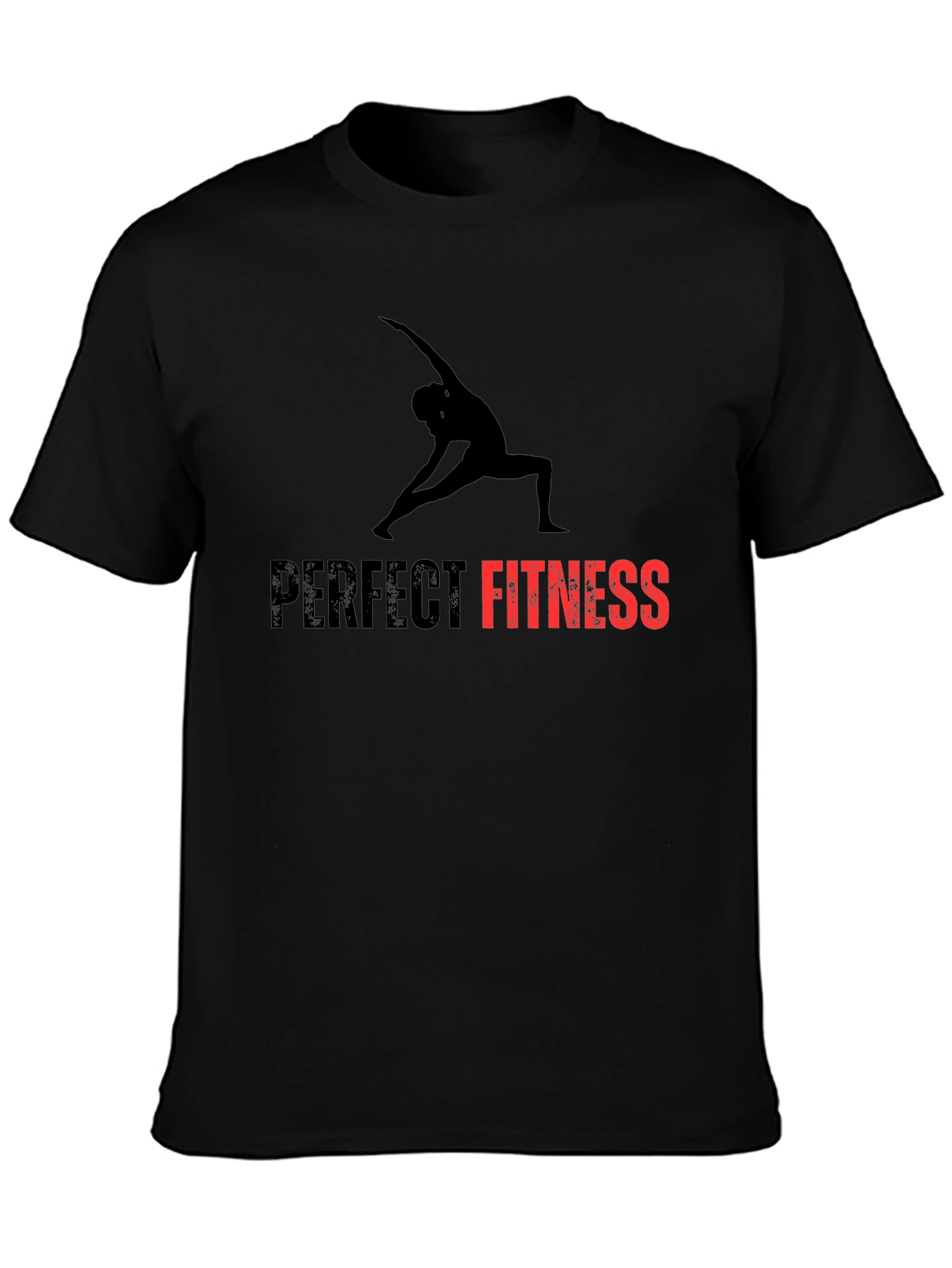 Perfect Fitness Black T-Shirt Yoga Design