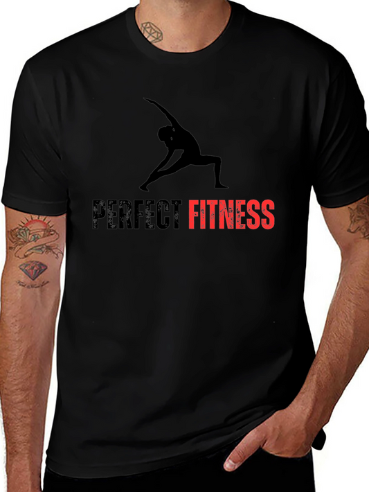 Perfect Fitness Black T-Shirt Yoga Design