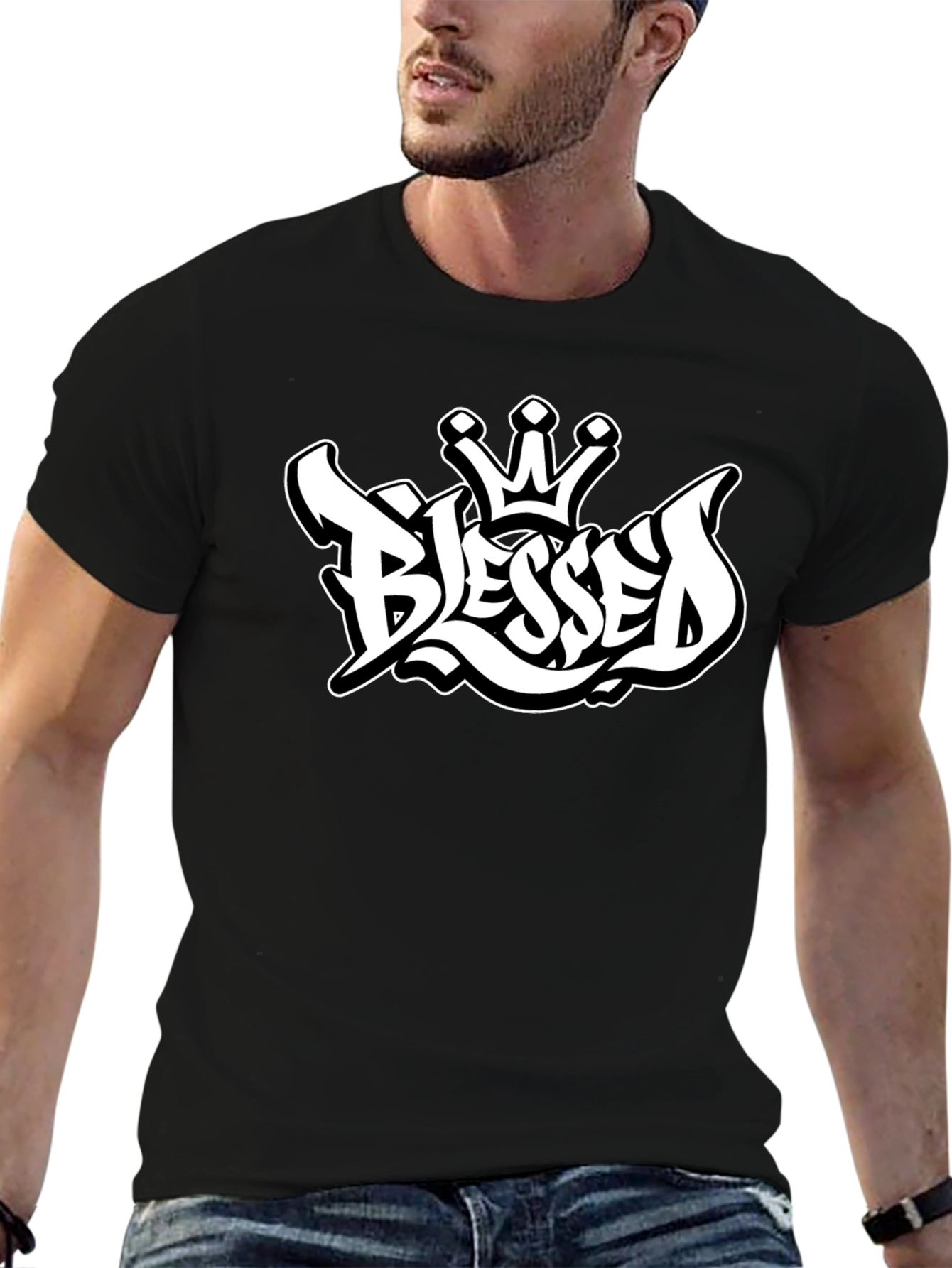 Blessed Crown Graphic Black T-Shirt