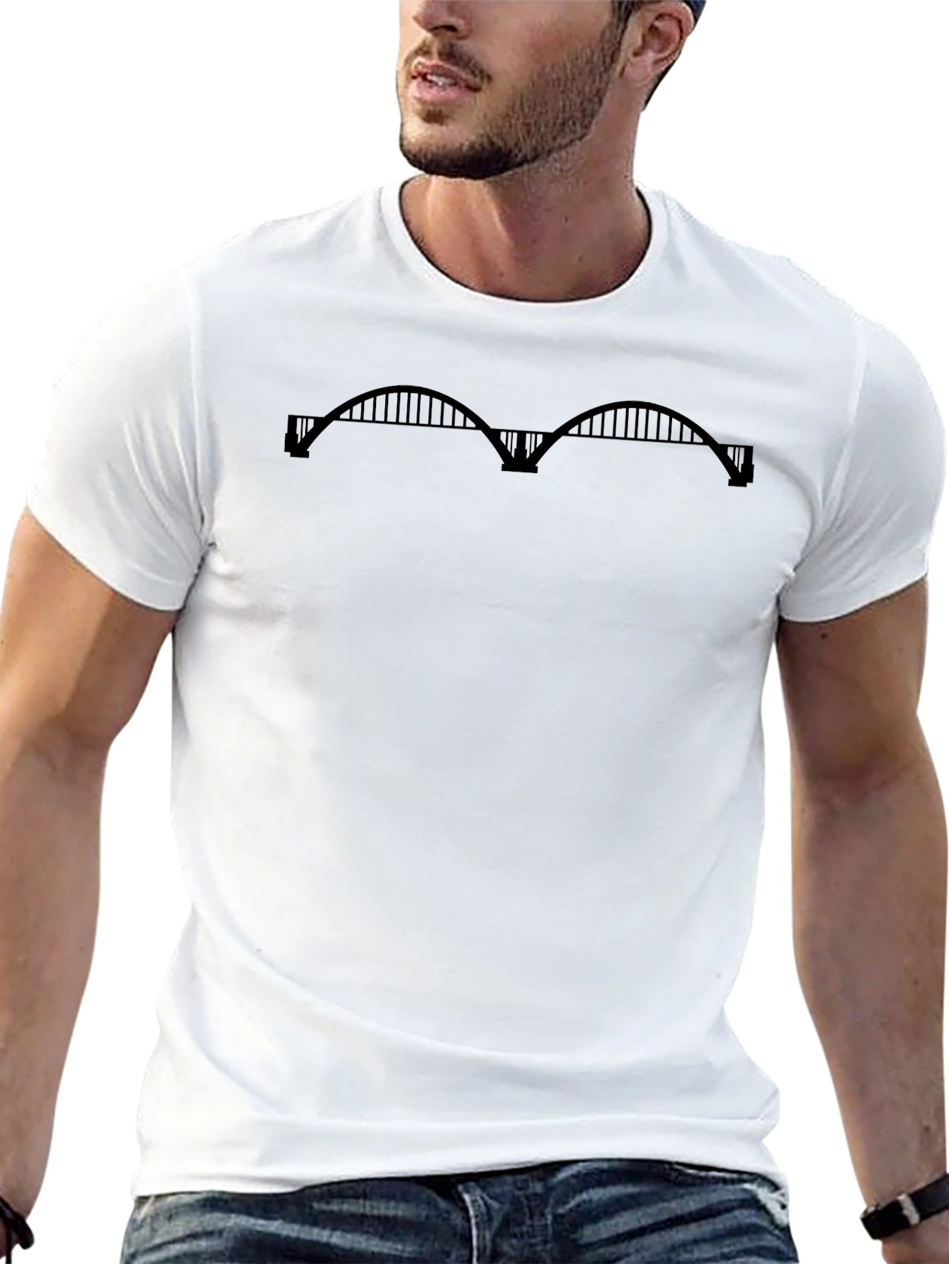 Black Bridge Silhouette Graphic Tee - Soft & Stylish