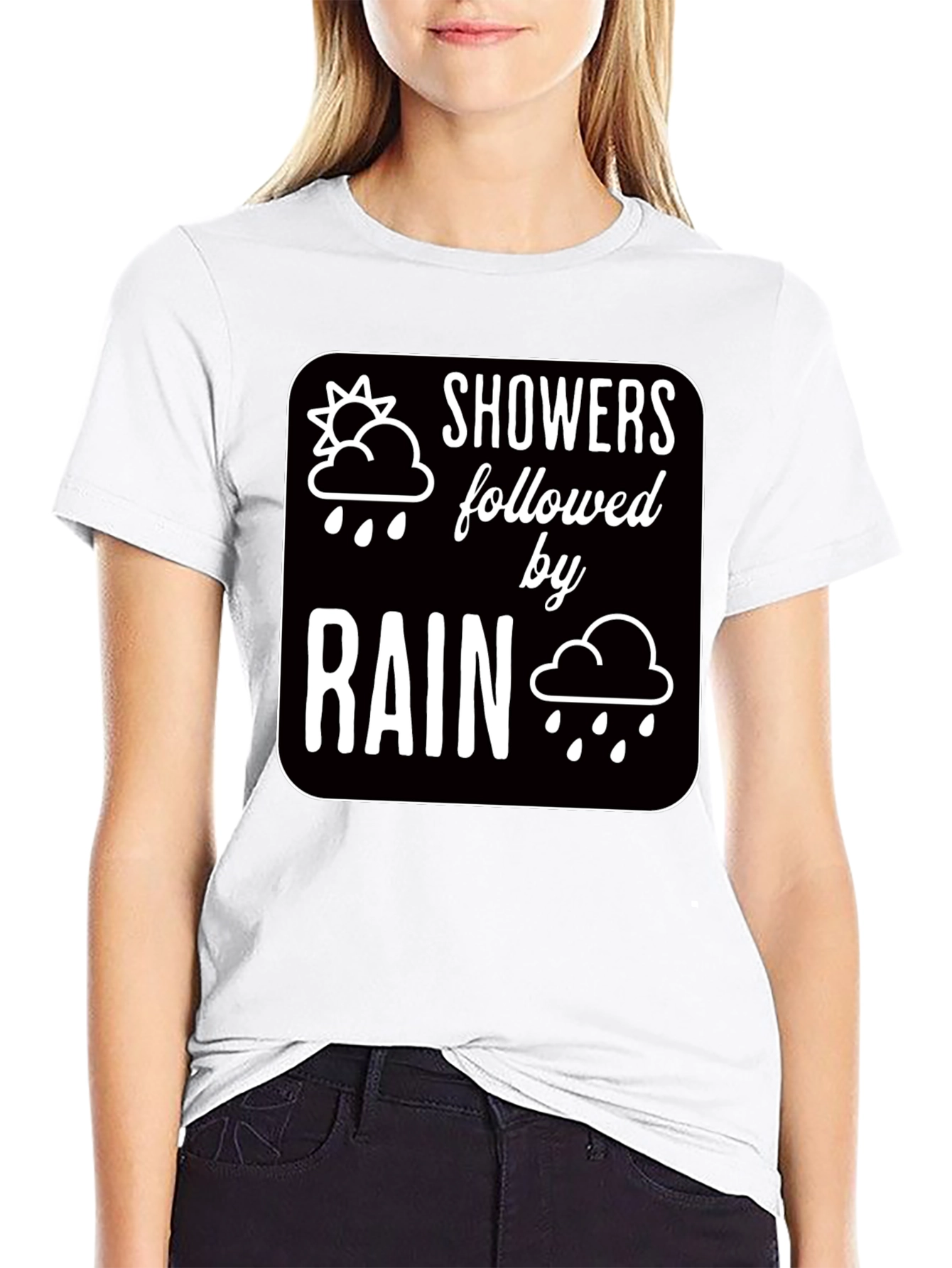 Showers Followed by Rain Graphic Black T-Shirt