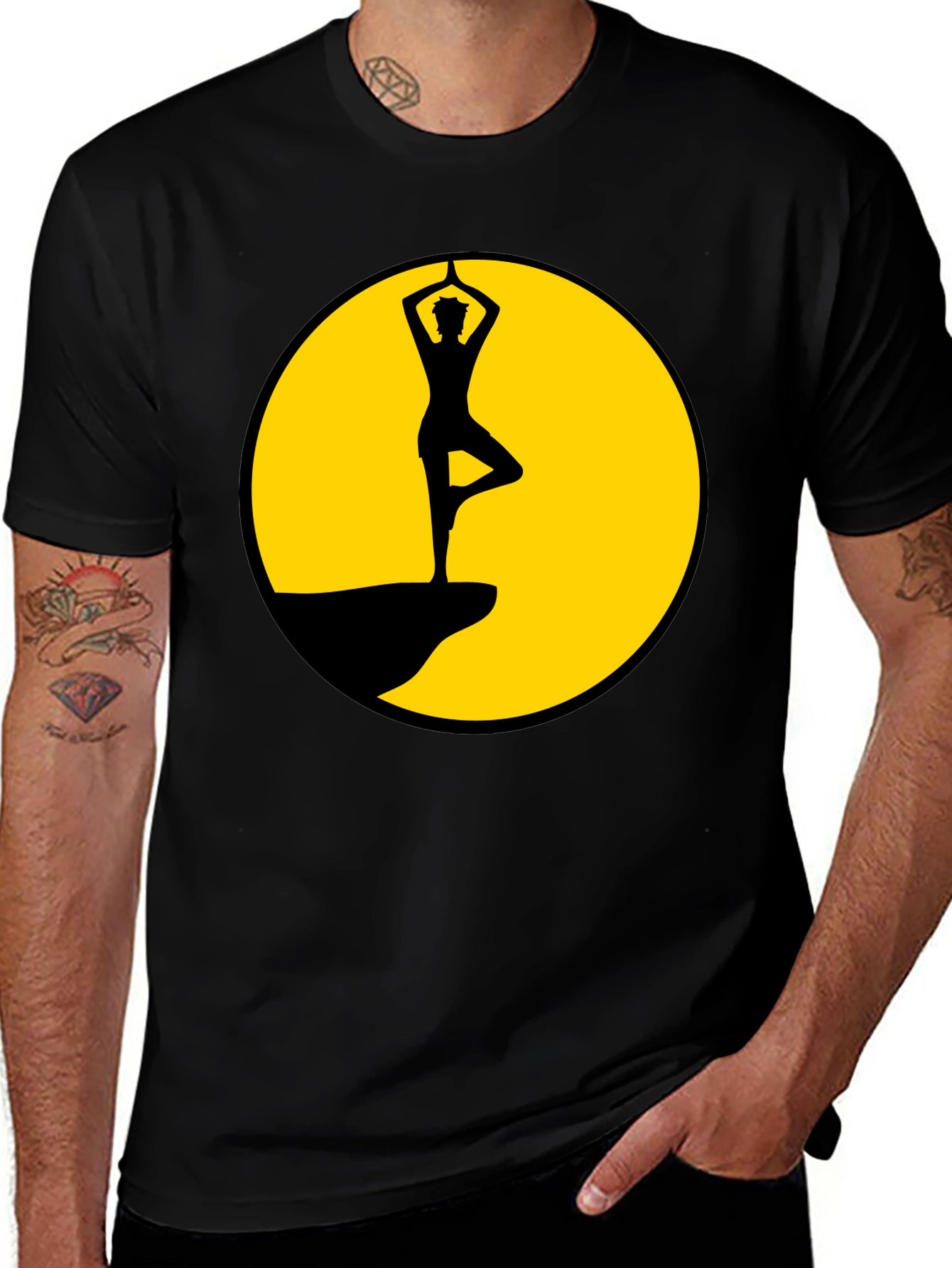 Yoga Tree Pose Black T-Shirt