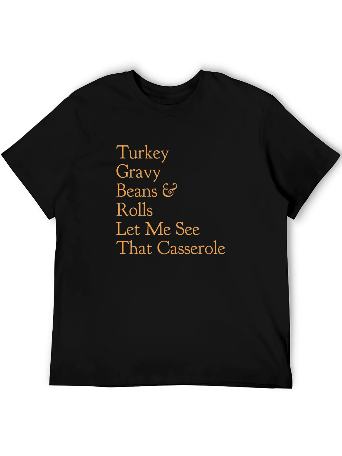 Thanksgiving Food List T-Shirt - Black