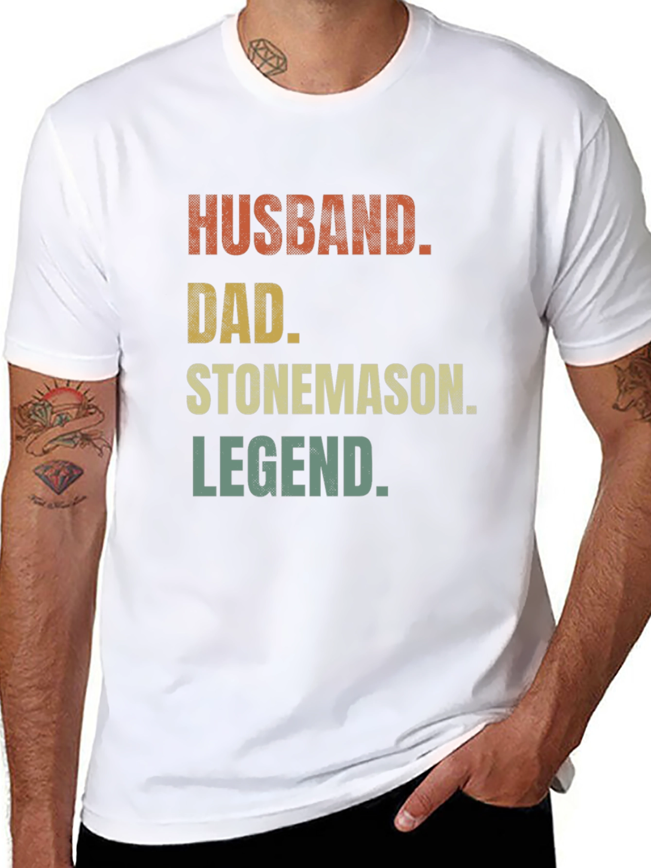 Husband Dad Stonemason Legend Black T-Shirt