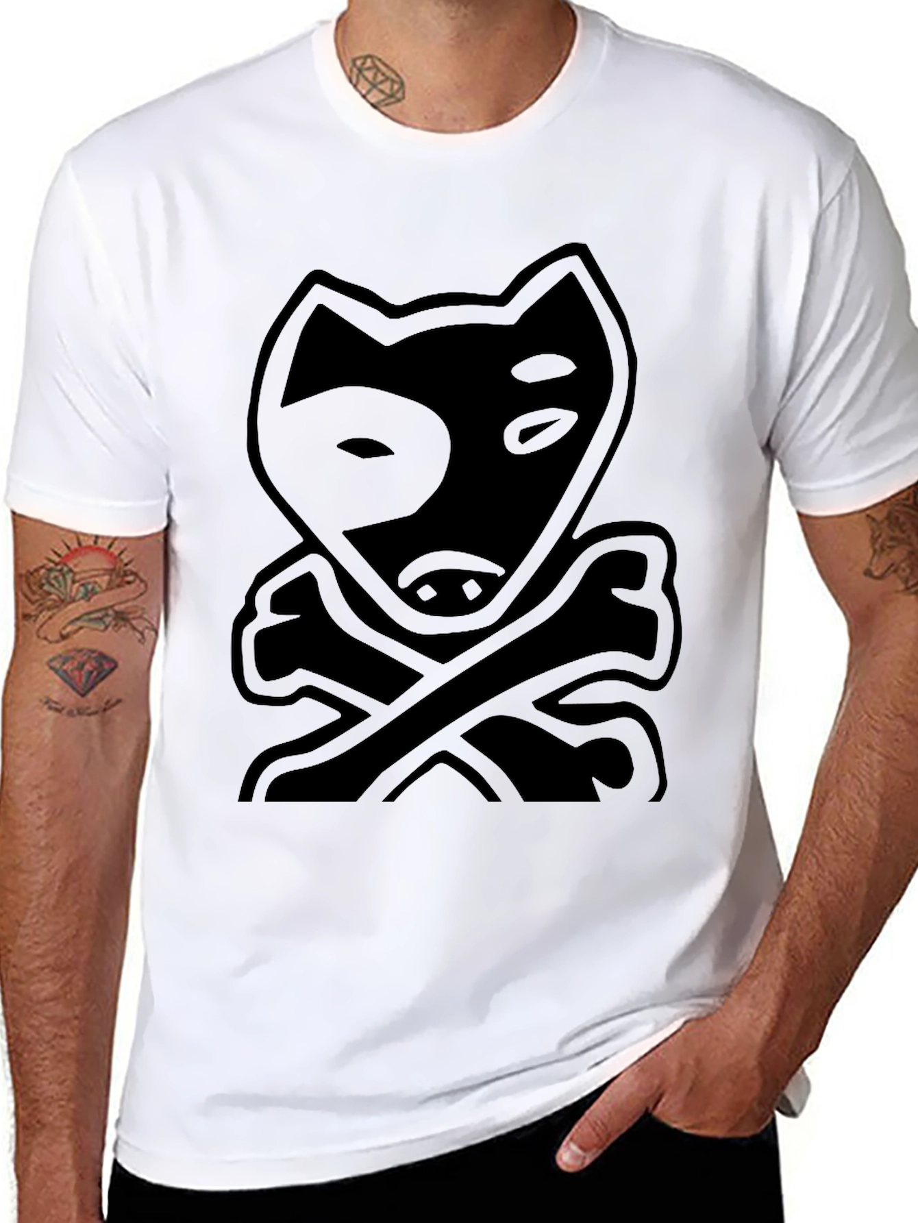 Dog Pirate Tee - Black Cotton Crew Neck T-Shirt