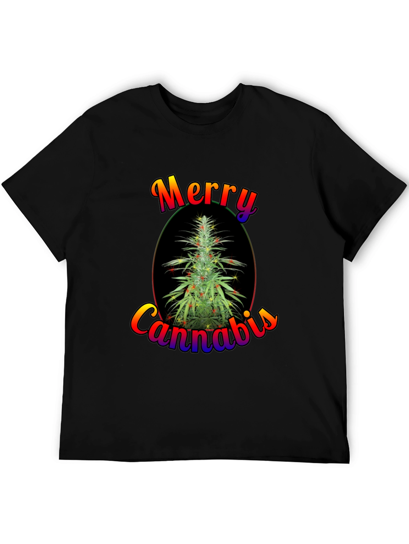 Merry Cannabis Christmas Tree Graphic T-Shirt