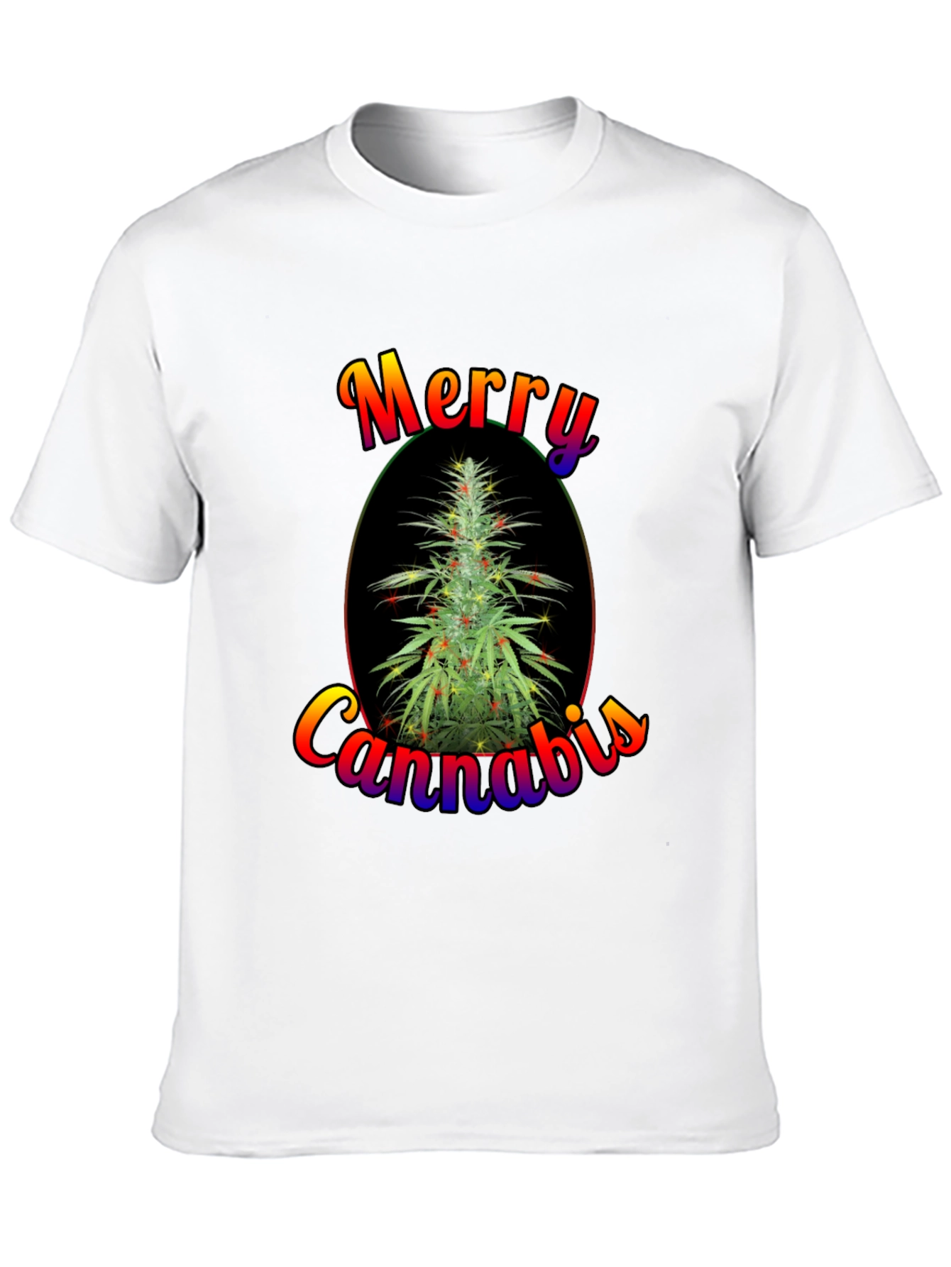 Merry Cannabis Christmas Tree Graphic T-Shirt