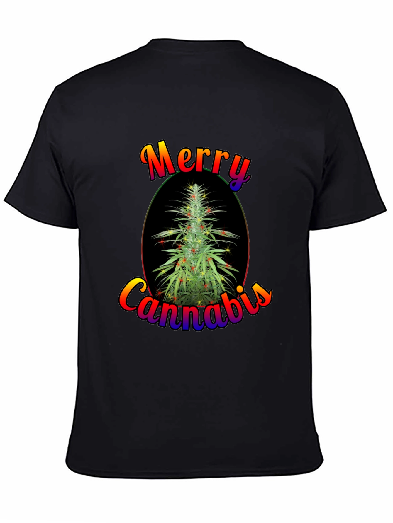 Merry Cannabis Christmas Tree Graphic T-Shirt