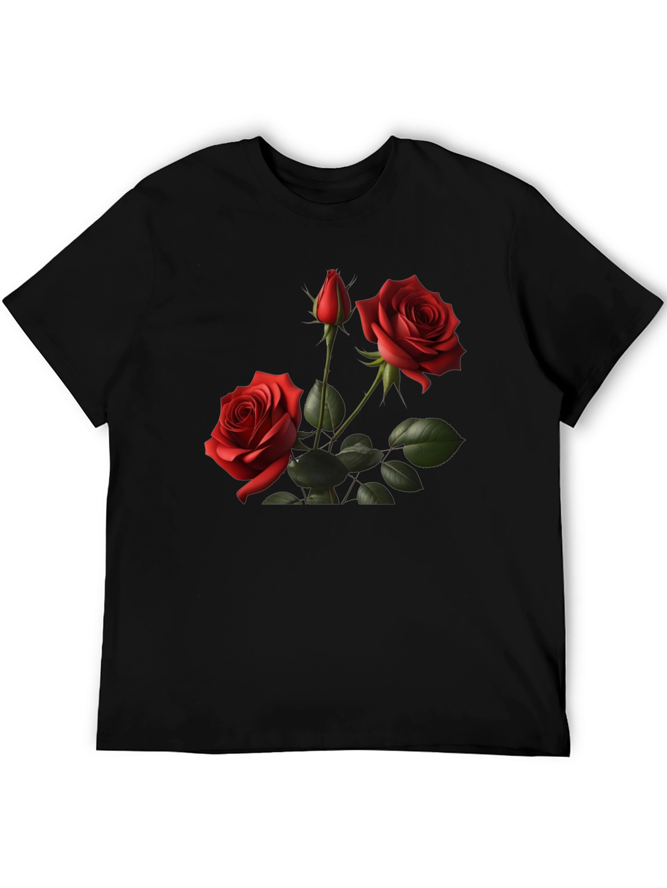 Roses on Black T-Shirt