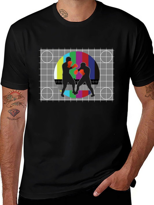 Retro Boxing T-Shirt - Vintage Fight Pattern Tee