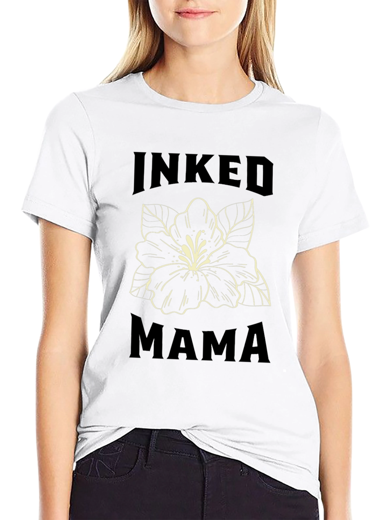 Inked Mama Graphic T-Shirt - Black Floral Design