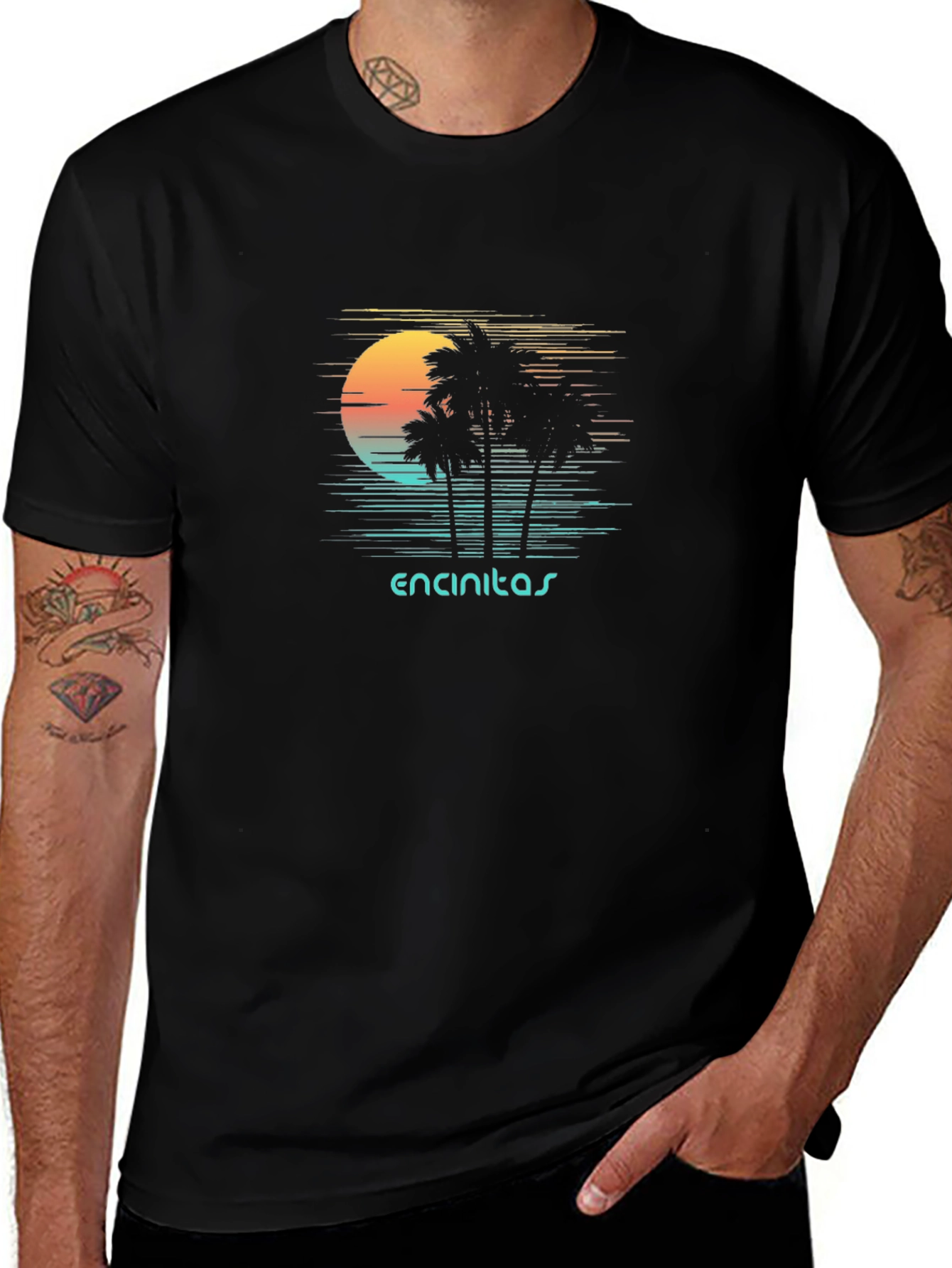 Encinitas Palm Sunset Graphic T-Shirt