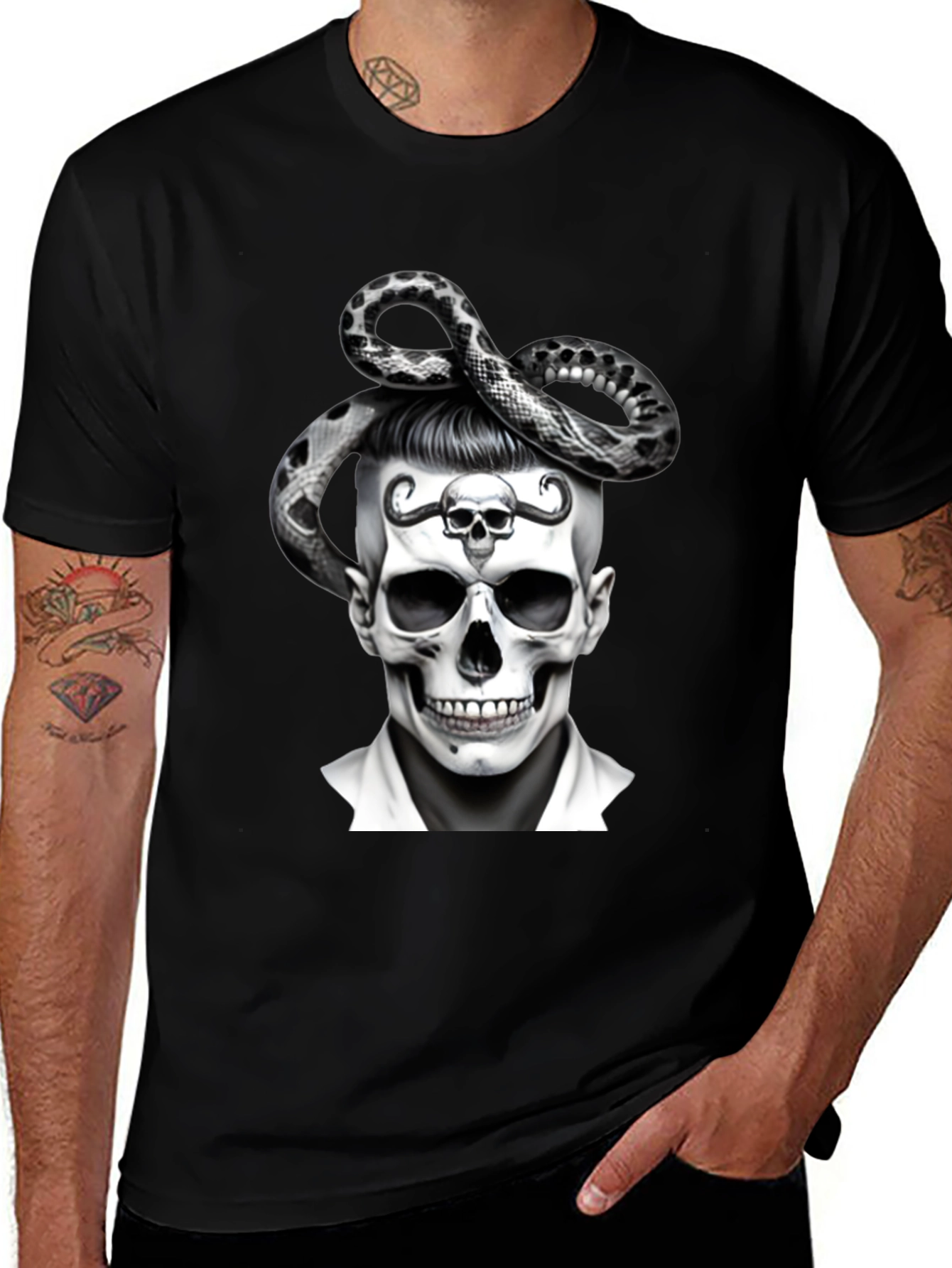 Skull & Snake Graphic Tee - Edgy Style