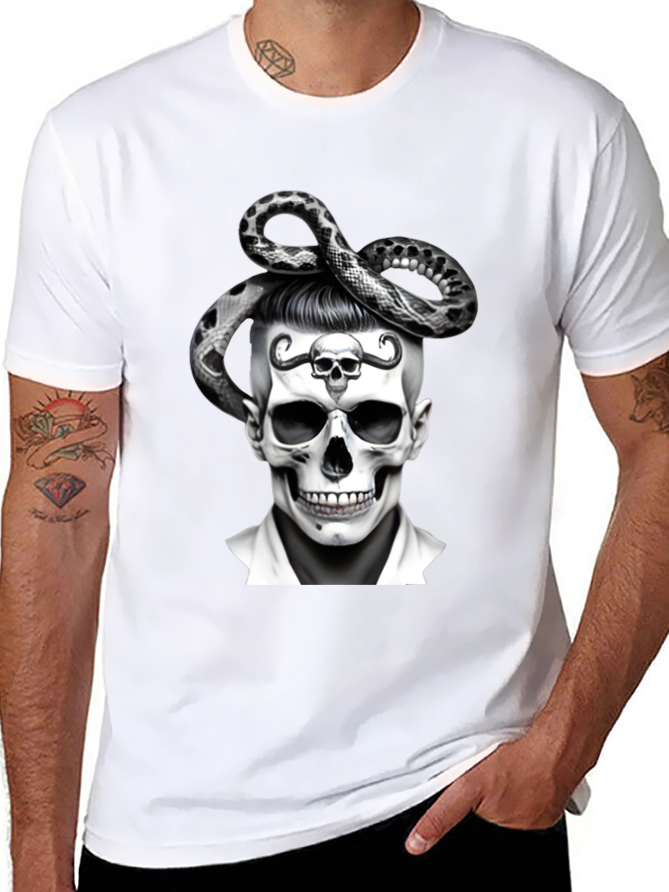 Skull & Snake Graphic Tee - Edgy Style