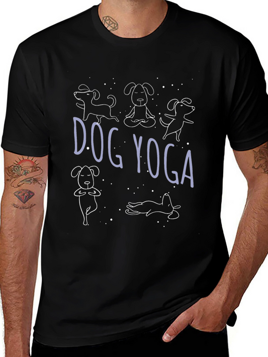 Dog Yoga Graphic Tee - Black Casual T-Shirt