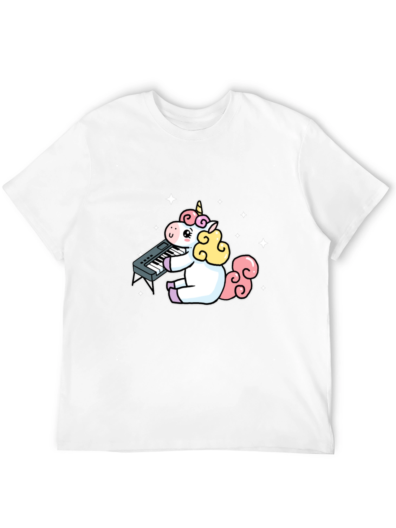 Unicorn Playing Piano Black T-Shirt