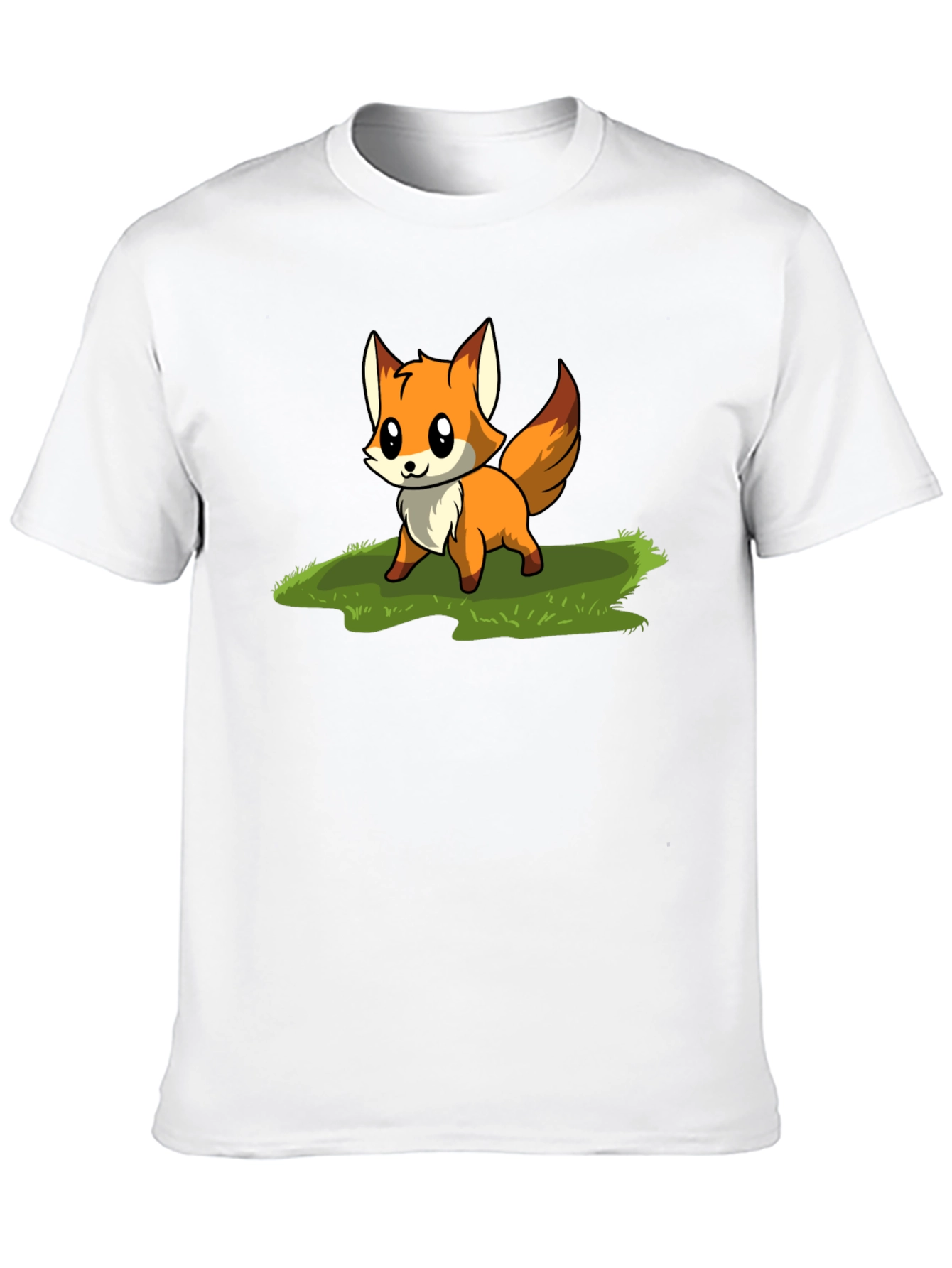Cute Fox Cartoon Graphic T-Shirt - Black